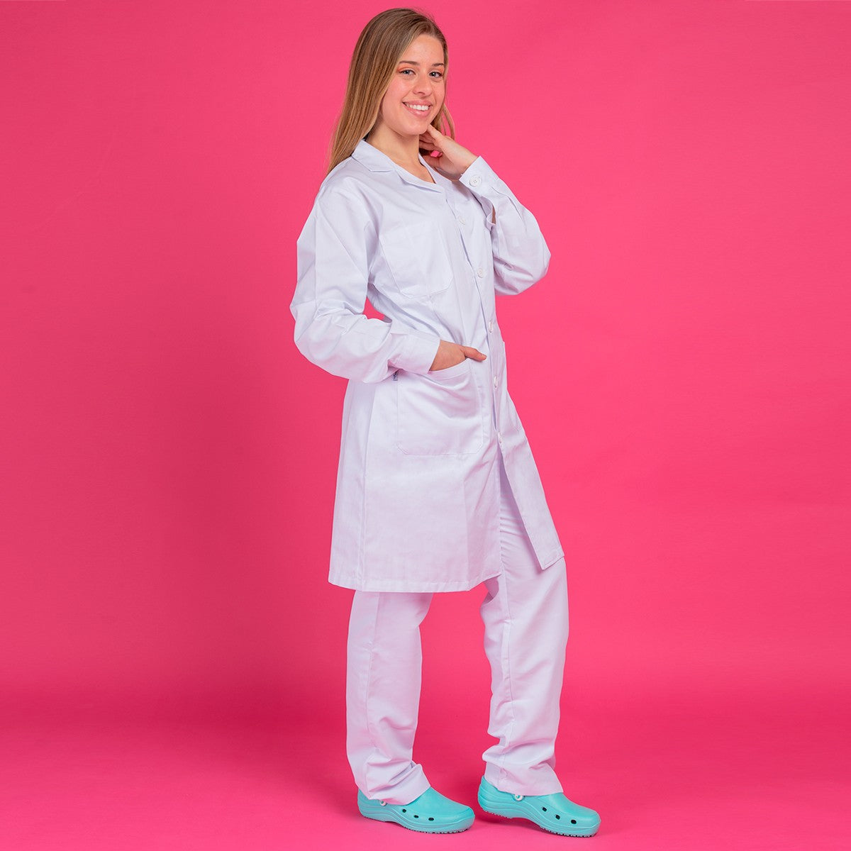 Women's white twill coat -4