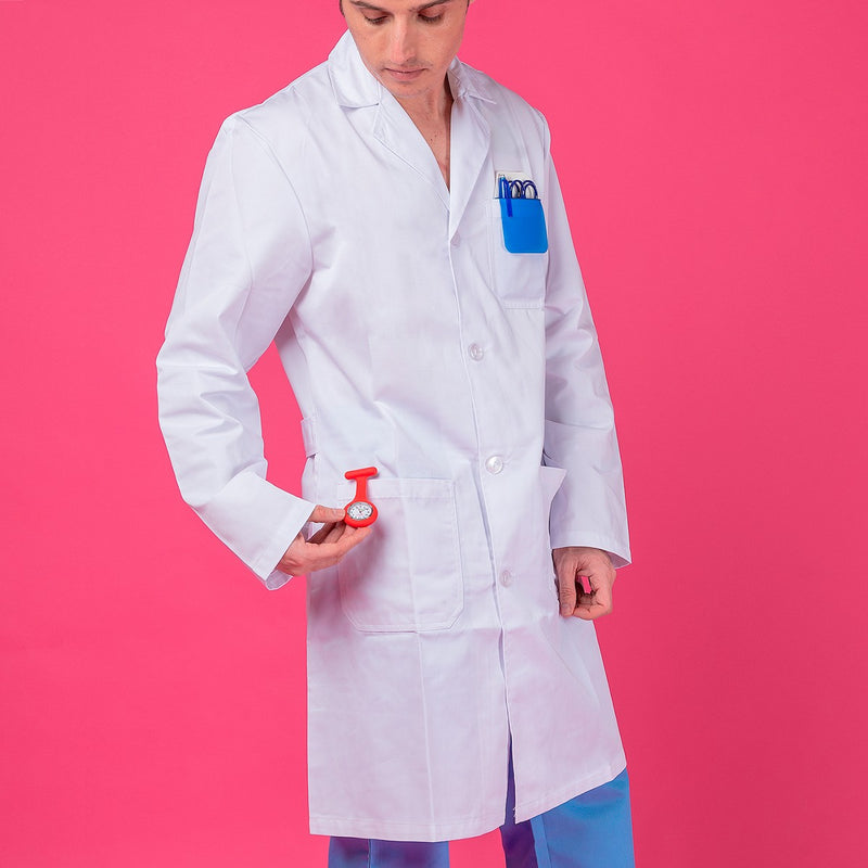 Unisex white twill coat -zoom-
