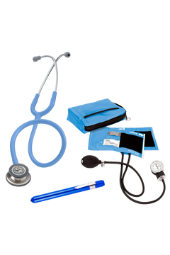 Set esencial para estudiantes de salud en color azul.