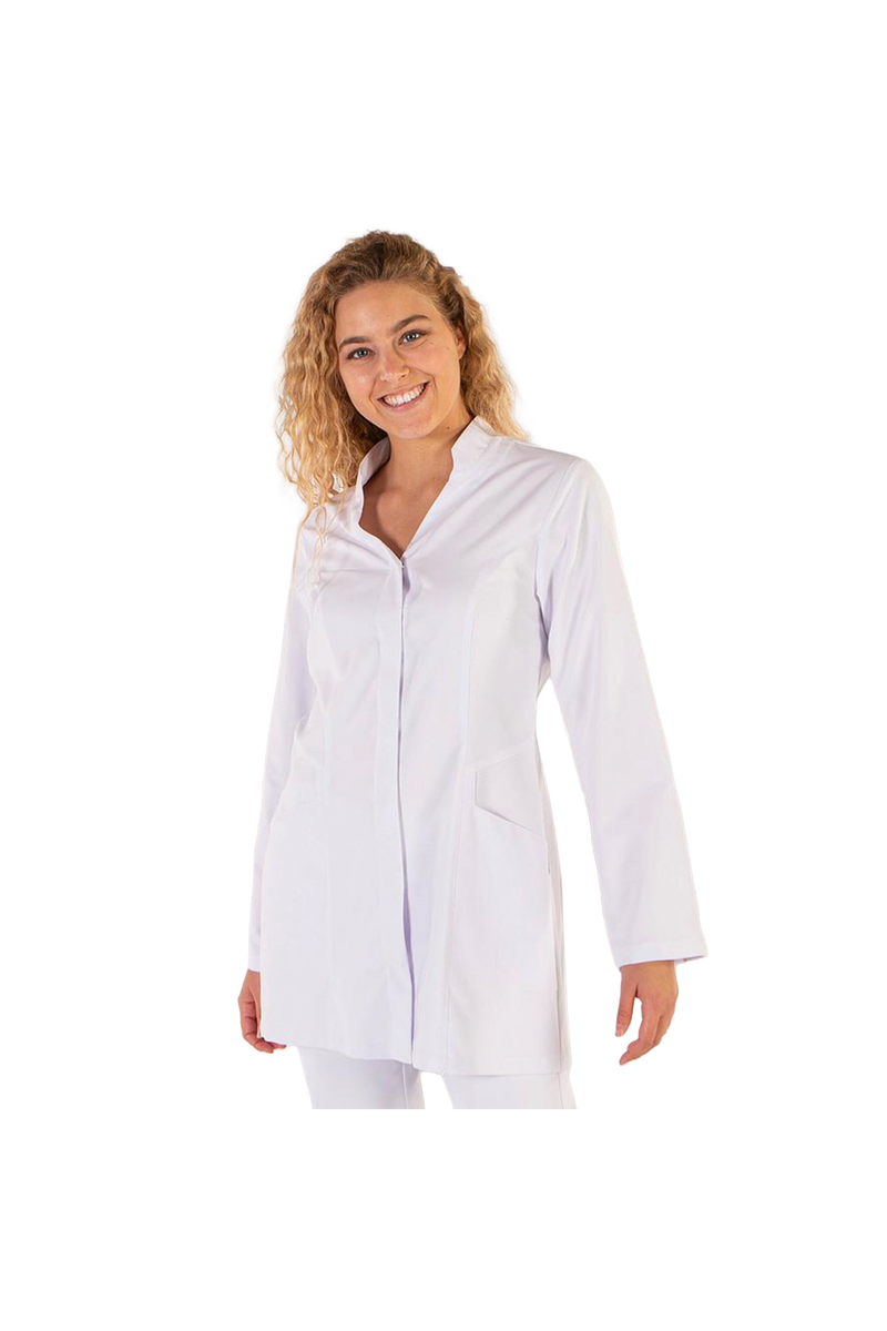 Women's white microfiber bathrobe-zoom-