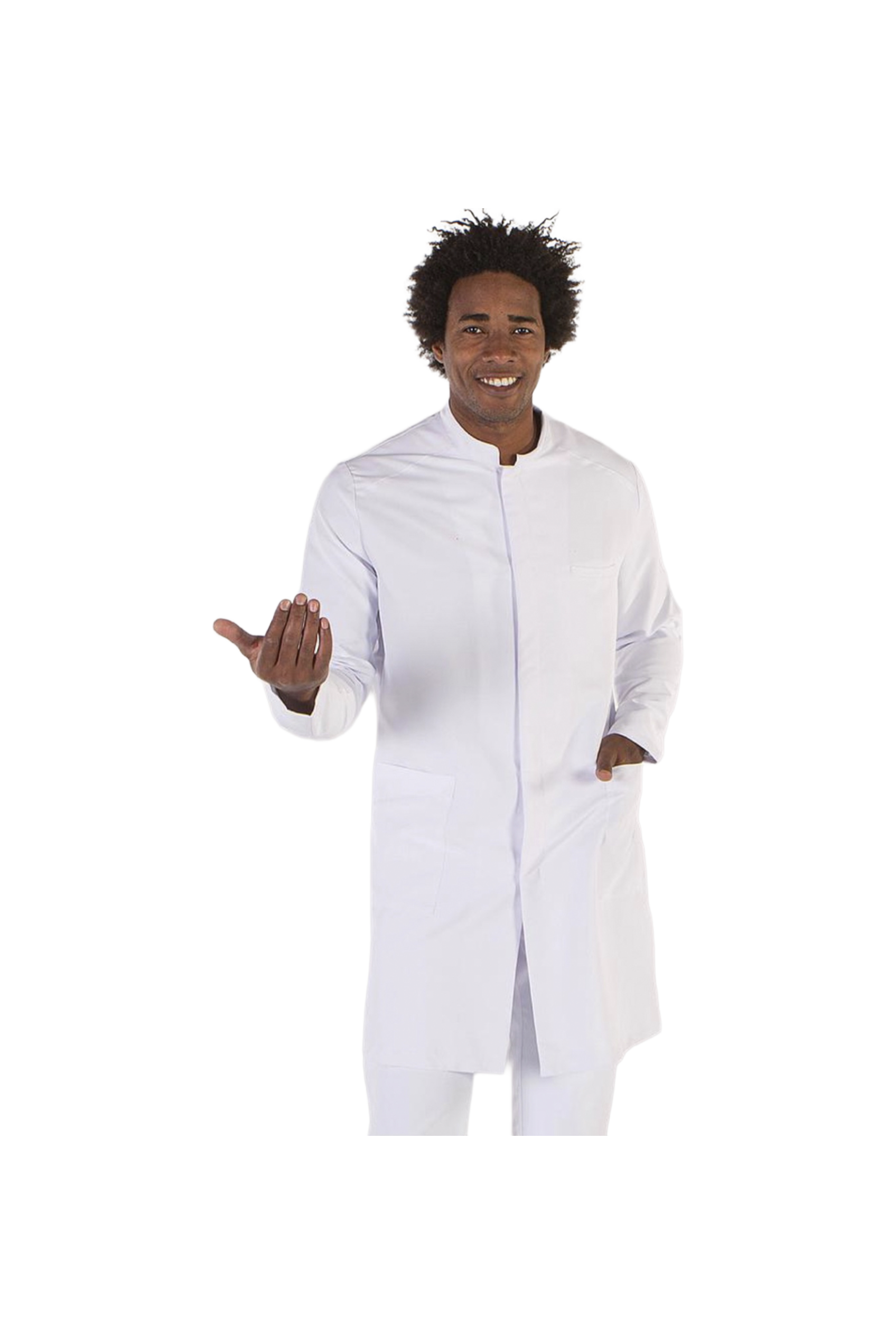 Men's white microfiber lab coat -zoom-1