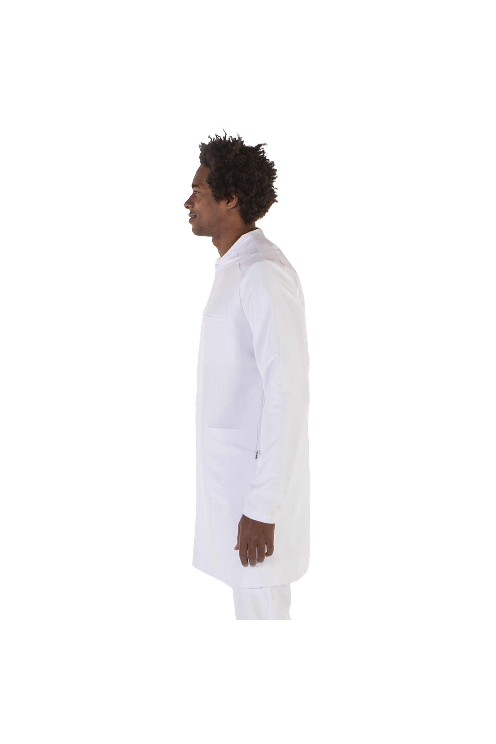 Men's white microfiber lab coat -zoom-3