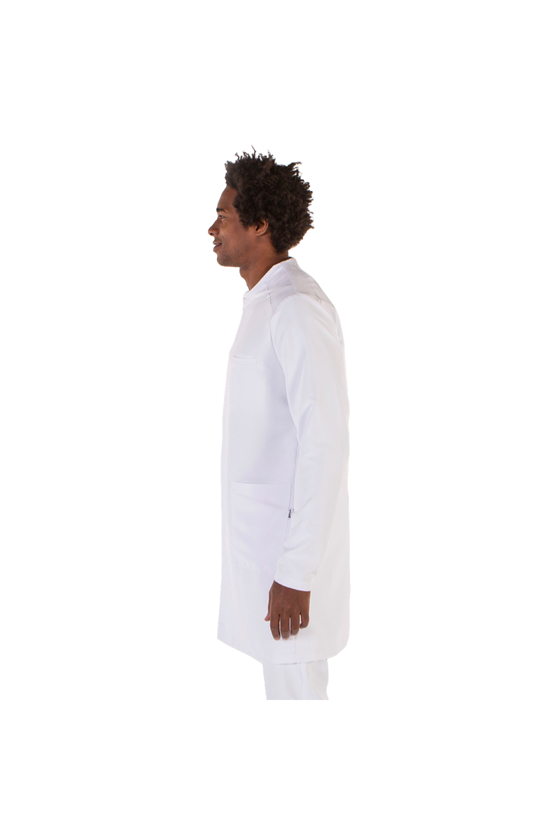 Men's white microfiber lab coat -zoom-