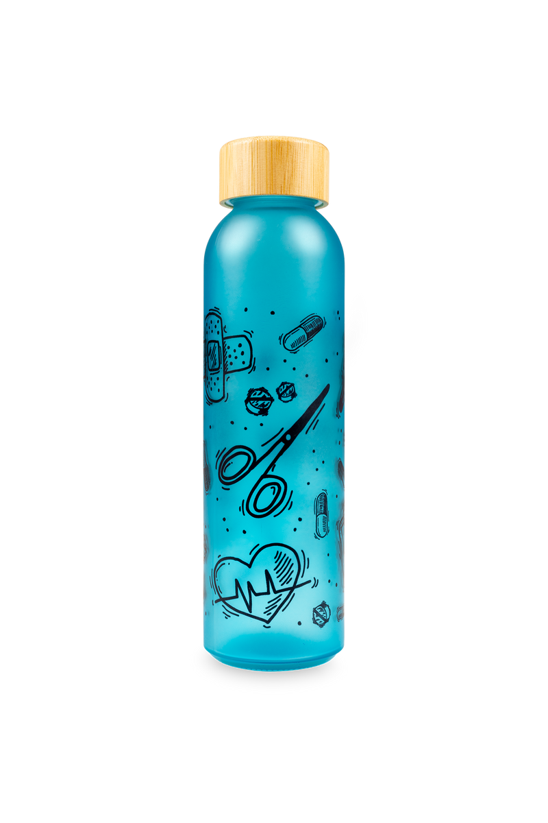 Blue glass bottle and mug set - Motion-zoom-