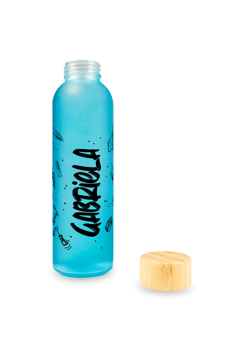 Blue glass bottle and mug set - Motion-zoom-