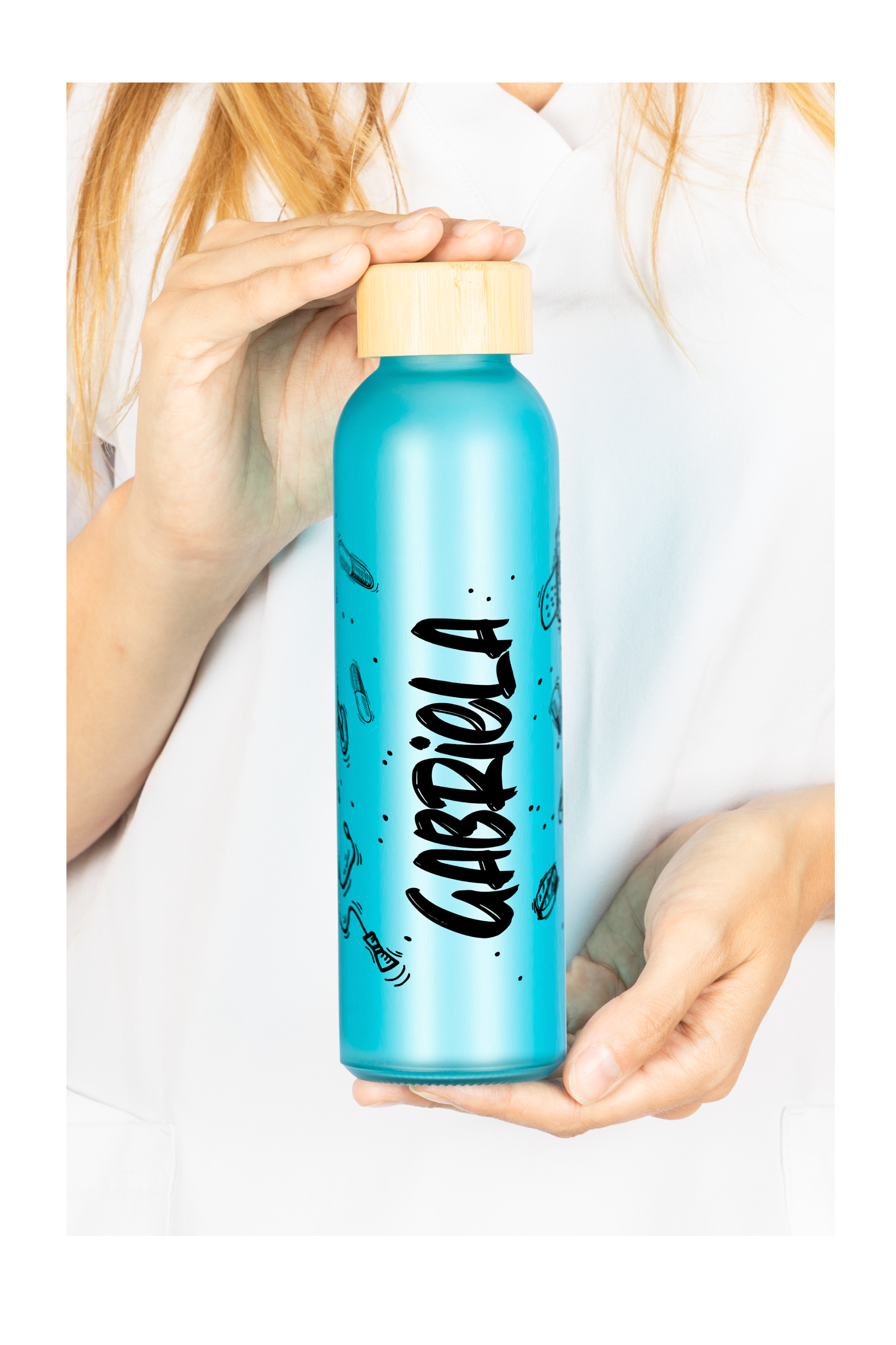 Blue glass bottle and mug set - Motion-zoom-9