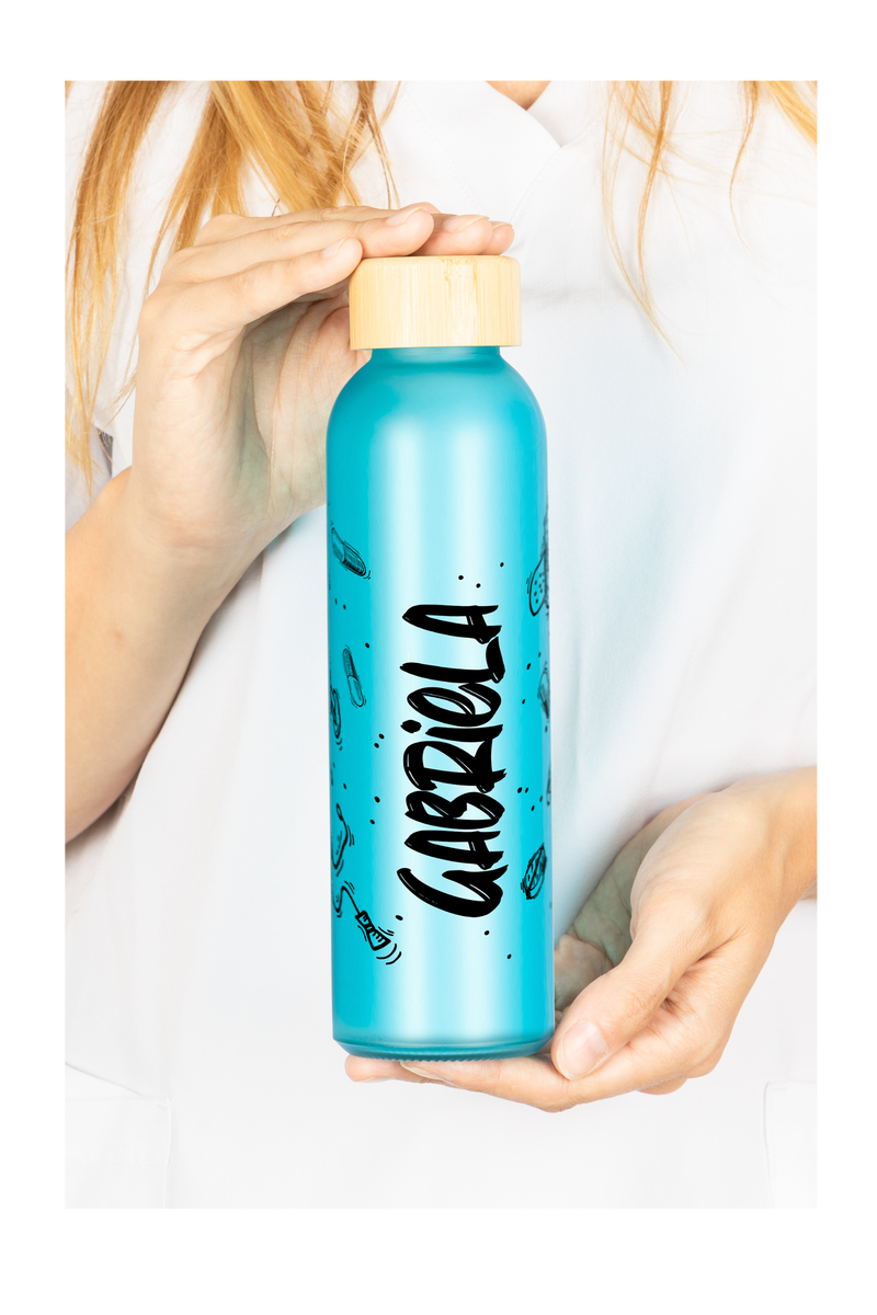 Blue glass bottle and mug set - Motion-zoom-