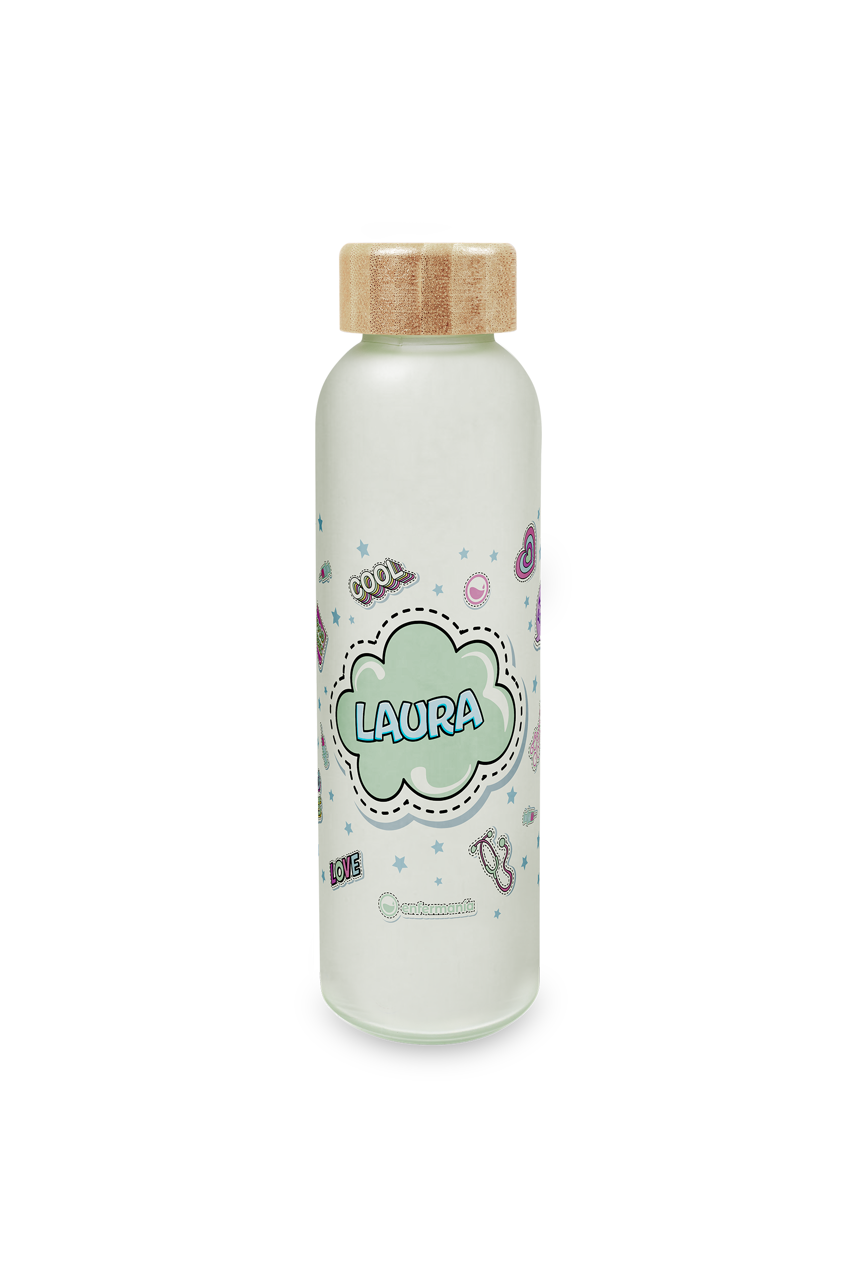 Glass Canister with Bamboo Lid – Stickers Collection-1