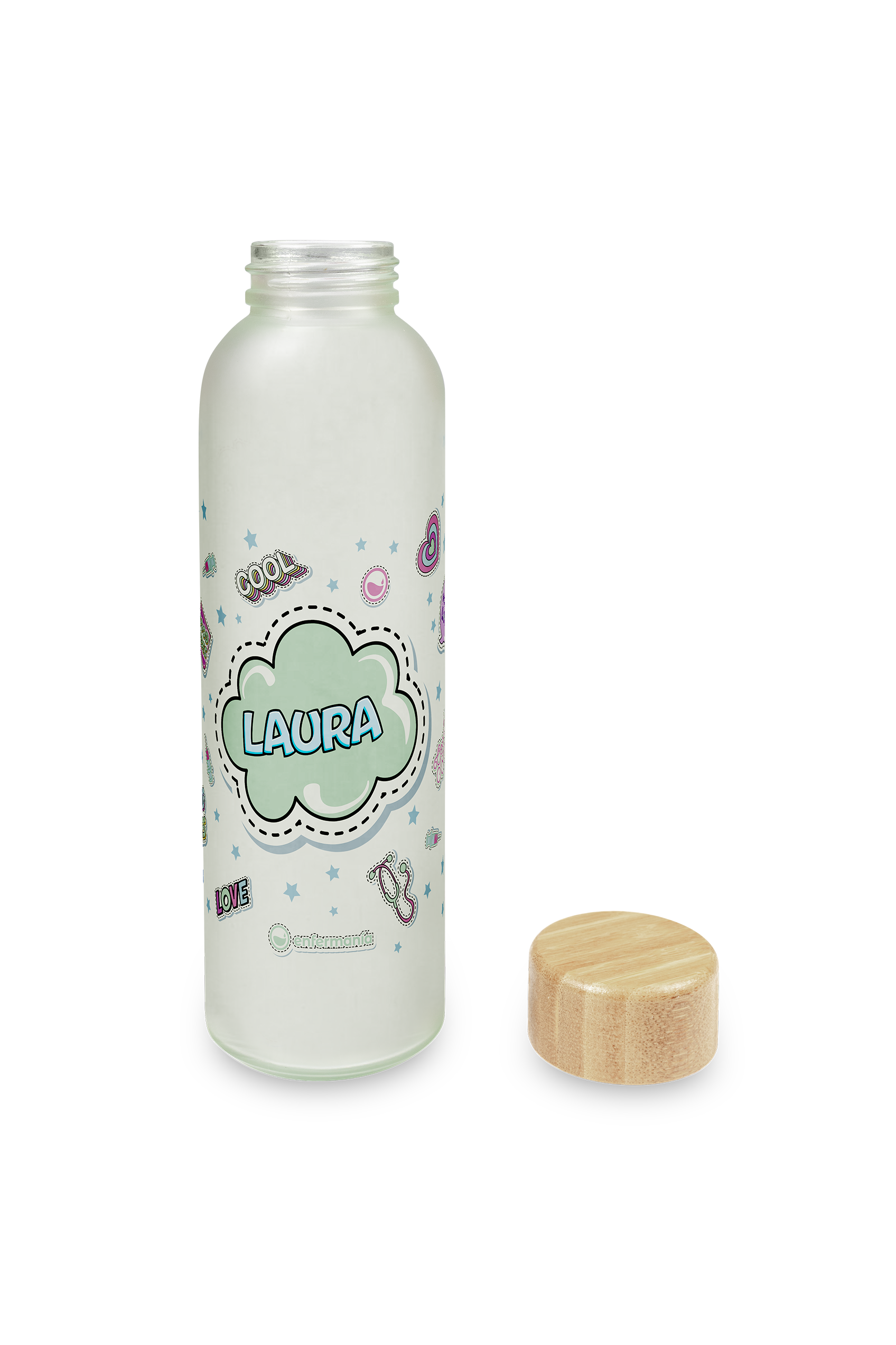 Glass Canister with Bamboo Lid – Stickers Collection-zoom-3