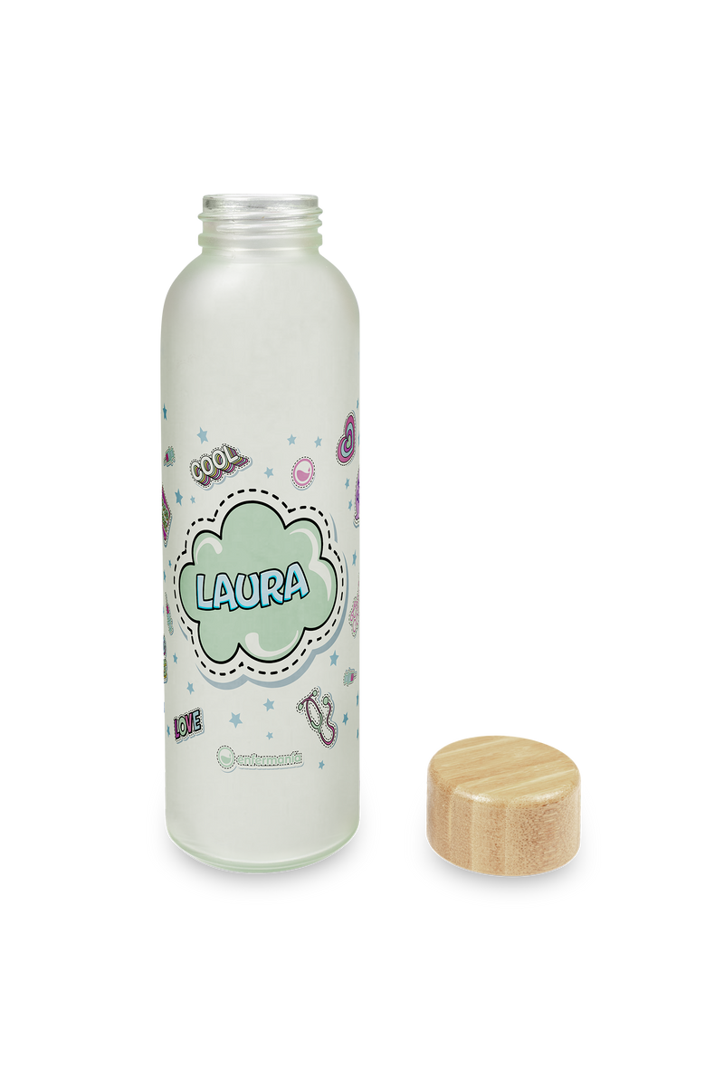 Glass Canister with Bamboo Lid – Stickers Collection-zoom-