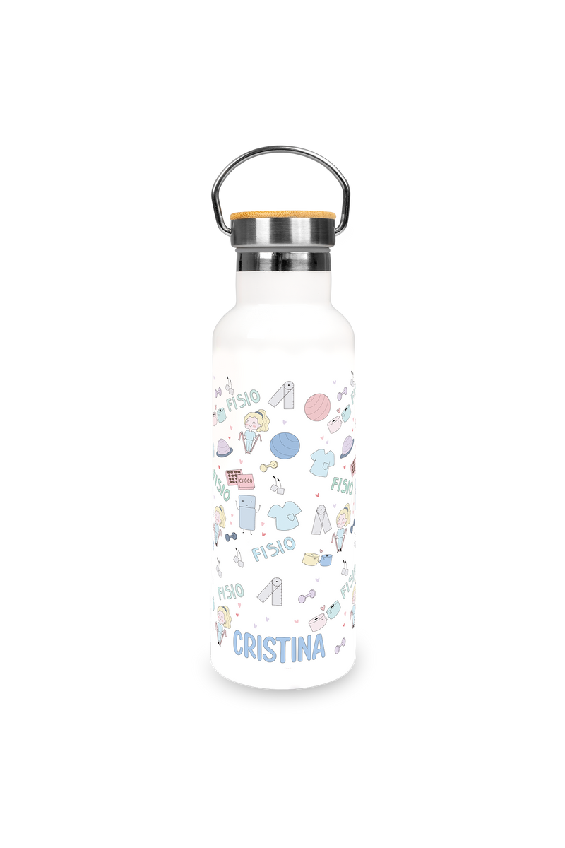 Personalized stainless steel bottle and mug set - Fisio Pastel @fisiode_mente-zoom-