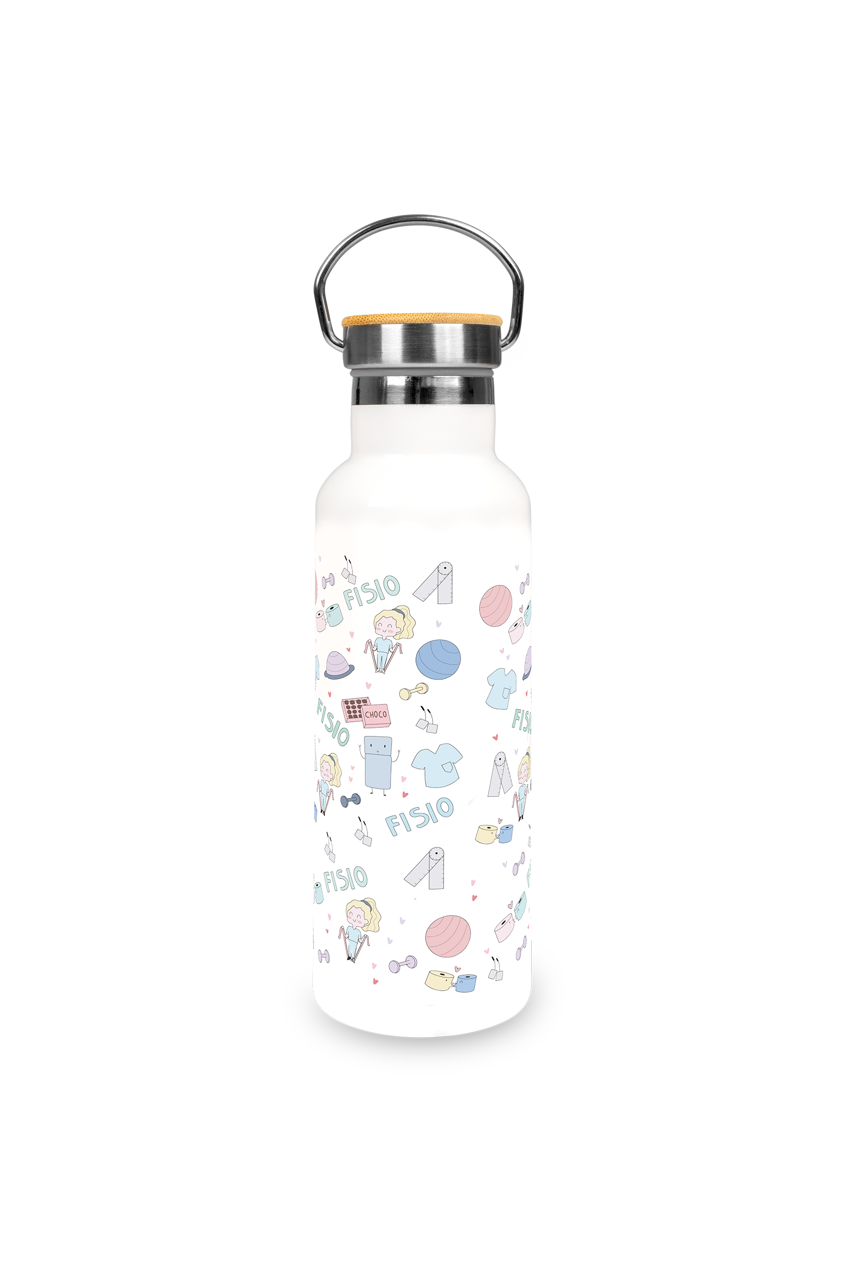 Personalized stainless steel bottle and mug set - Fisio Pastel @fisiode_mente-8