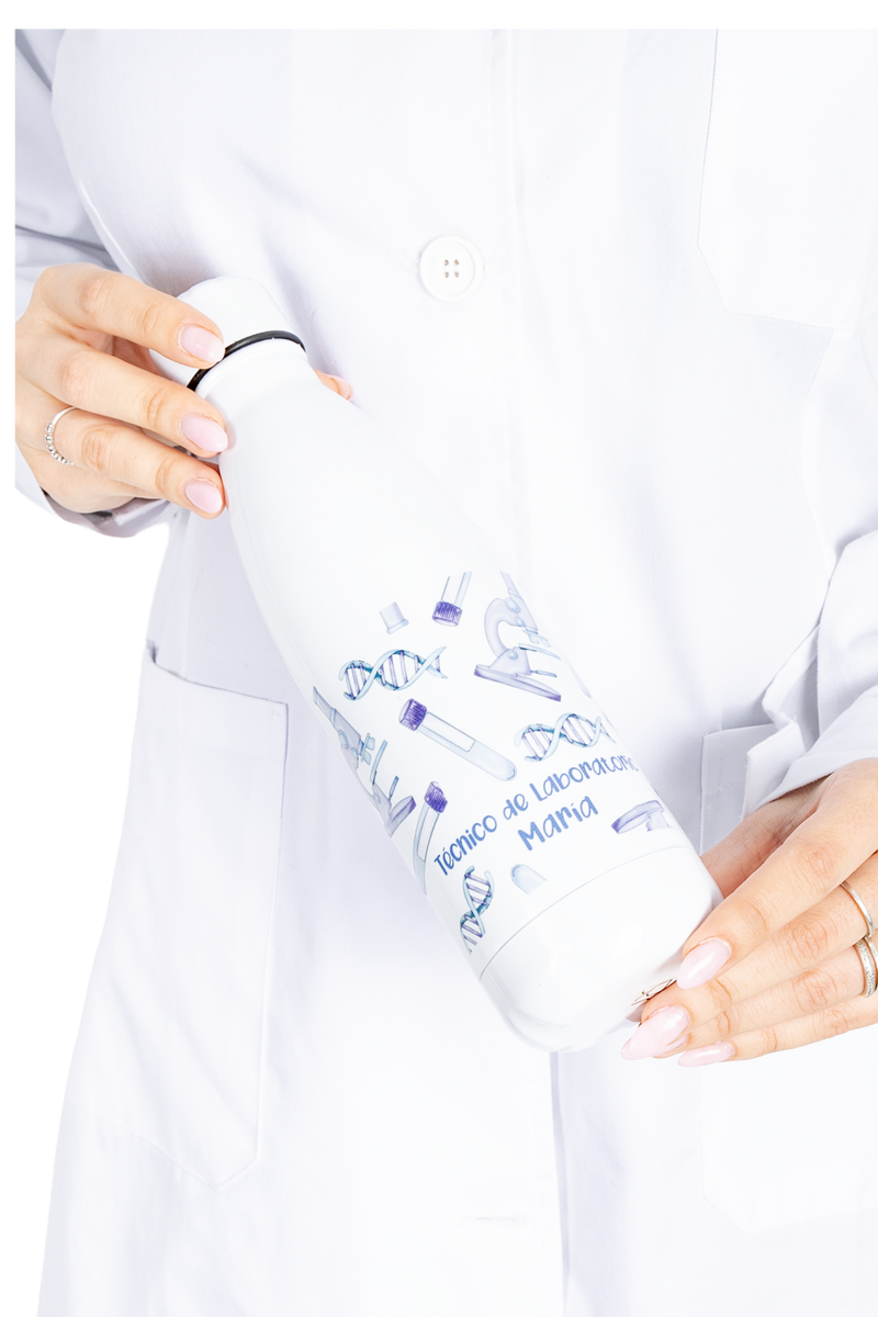 Customizable printed bottle - Lab technician @elartedecuidar-zoom-