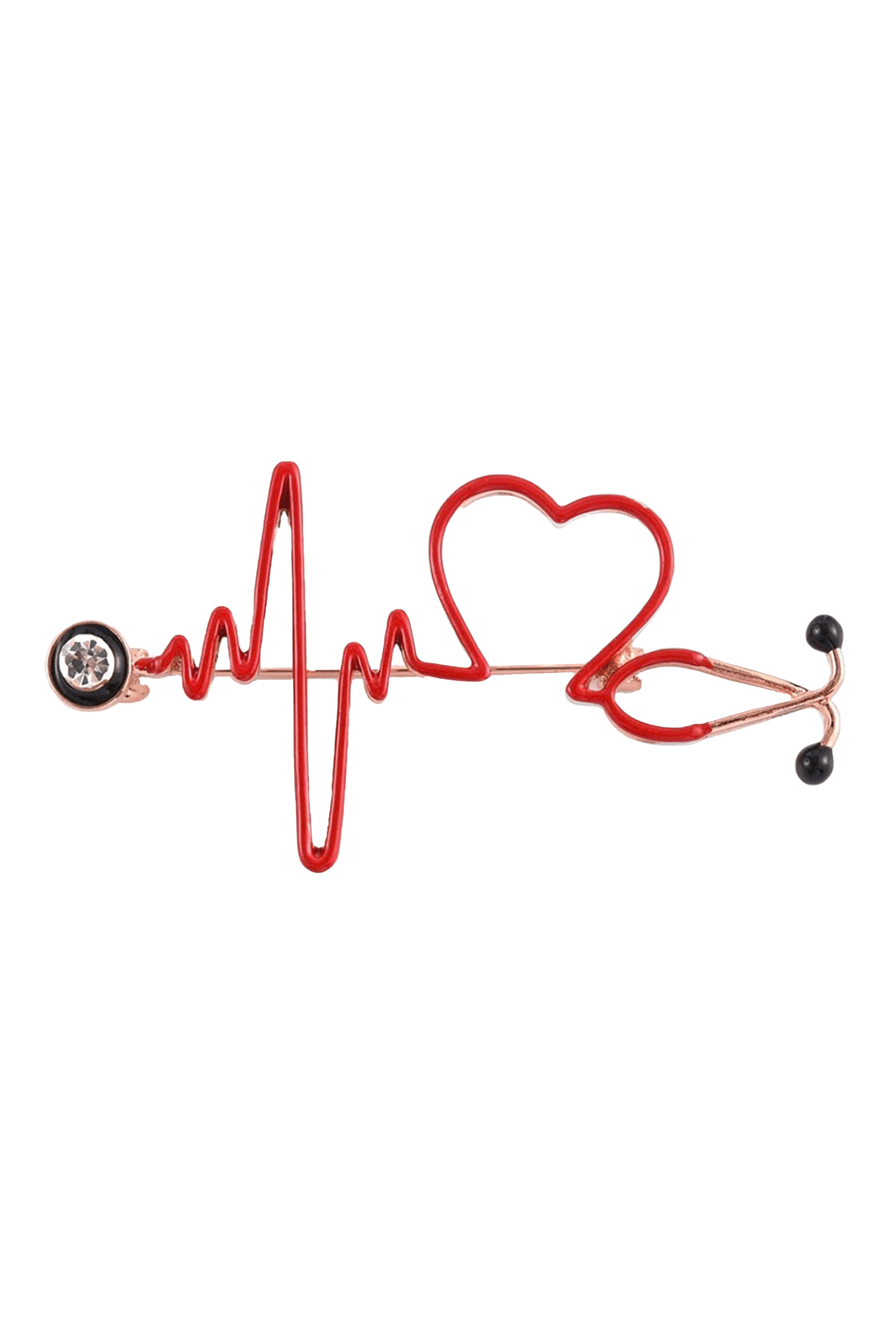 Broche electrocardiograma rojo
