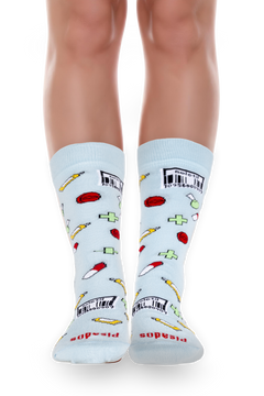 Calcetines con estampado de farmacia en vista frontal