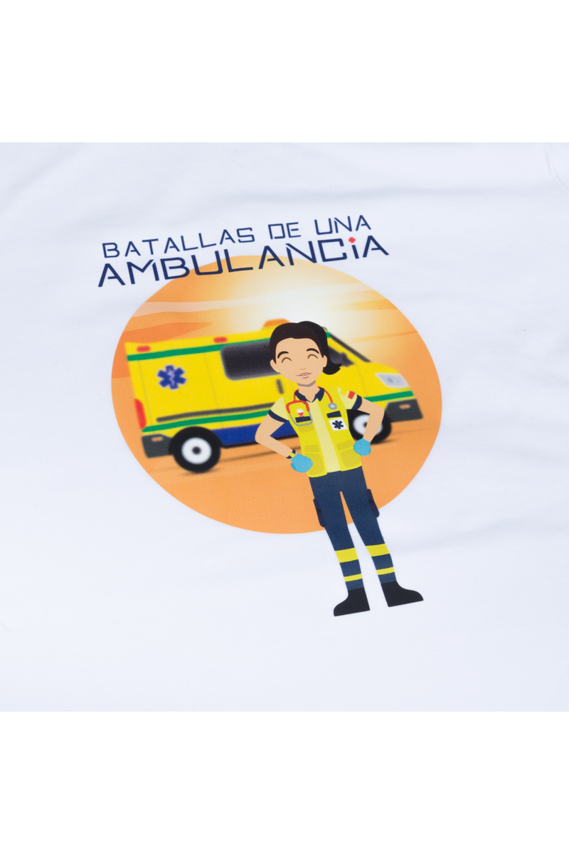 T-shirt branco mulher - Batalhas de uma ambulância-zoom-
