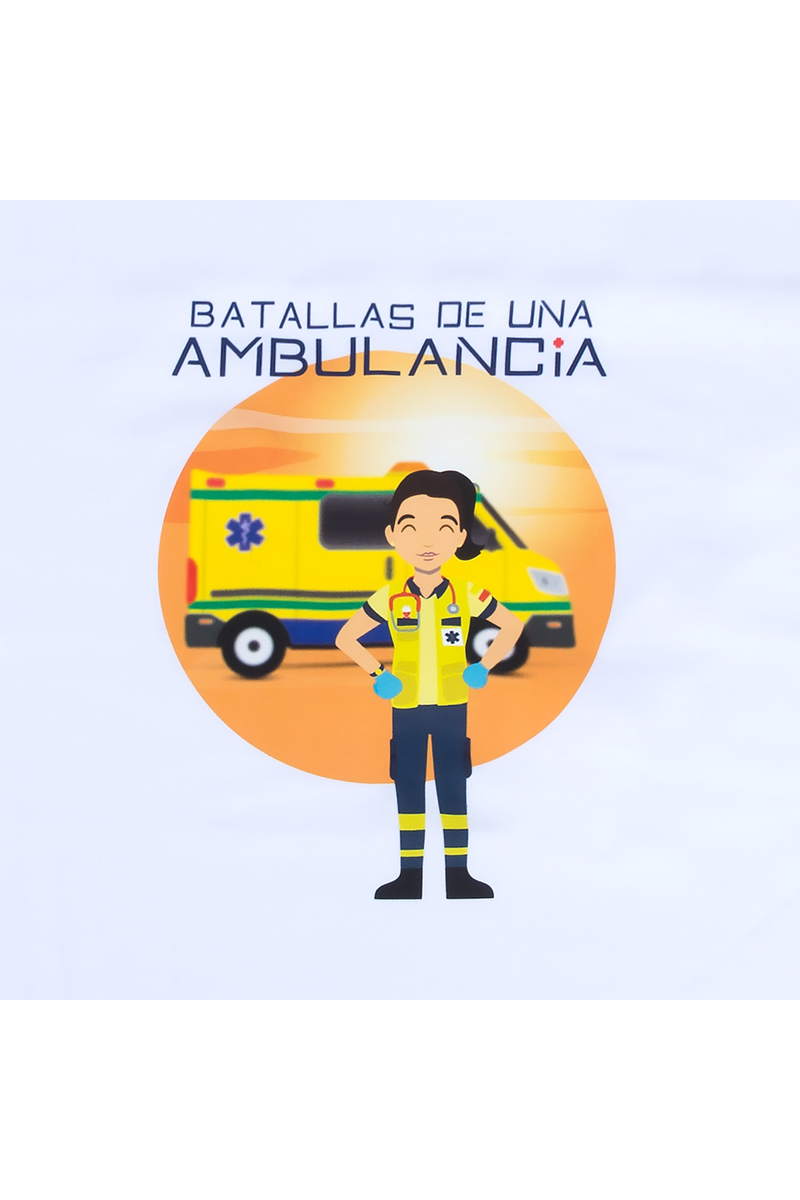 T-shirt branco mulher - Batalhas de uma ambulância-zoom-