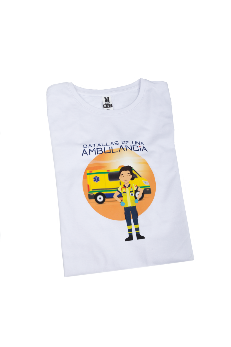 T-shirt branco mulher - Batalhas de uma ambulância-zoom-