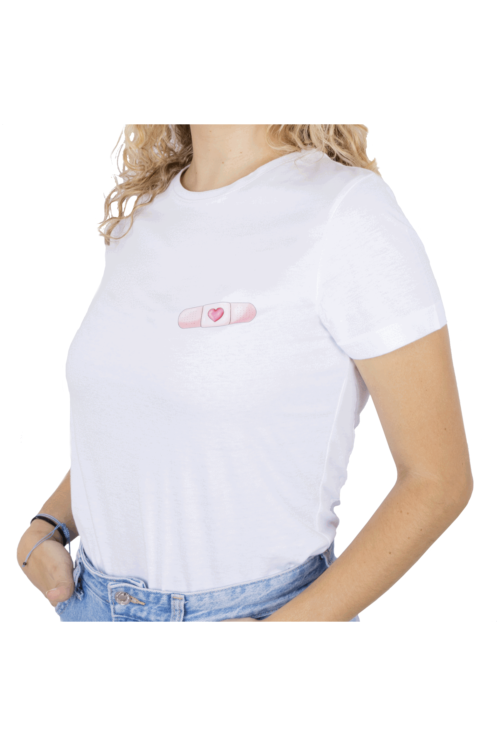 T-shirt branca para mulher - tirita @elartedecuidar_