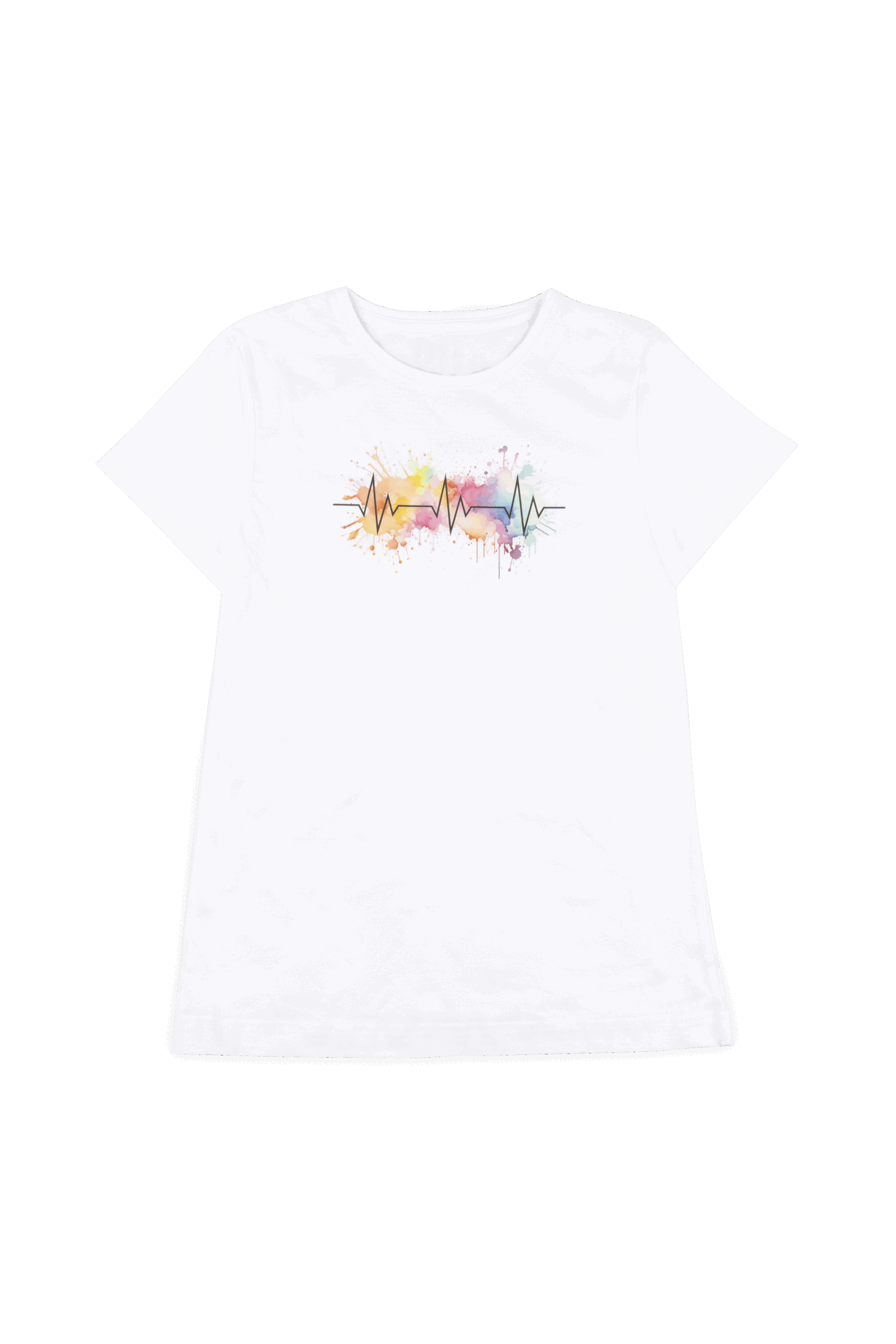 Women's White Printed T-Shirt - EKG Splash-2