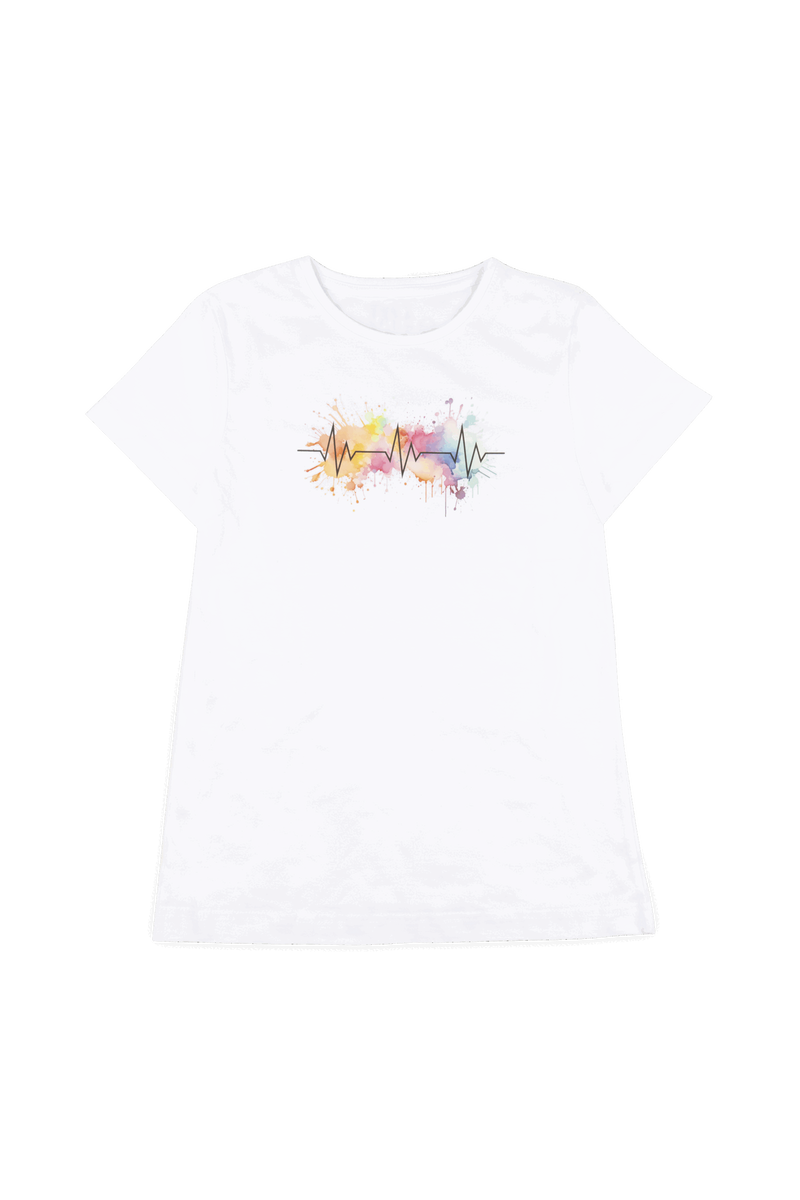 Women's White Printed T-Shirt - EKG Splash-zoom-