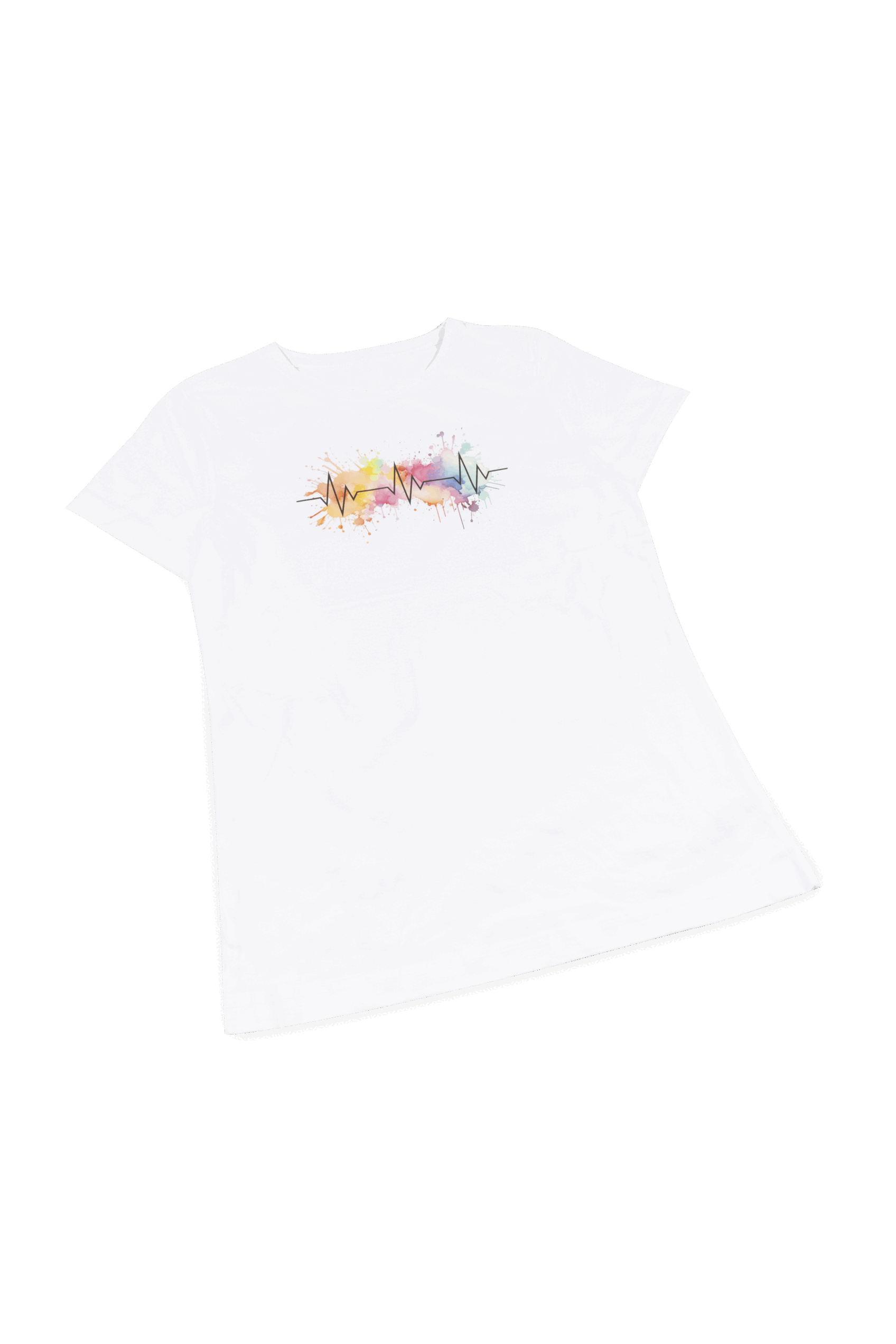 Women's White Printed T-Shirt - EKG Splash-3