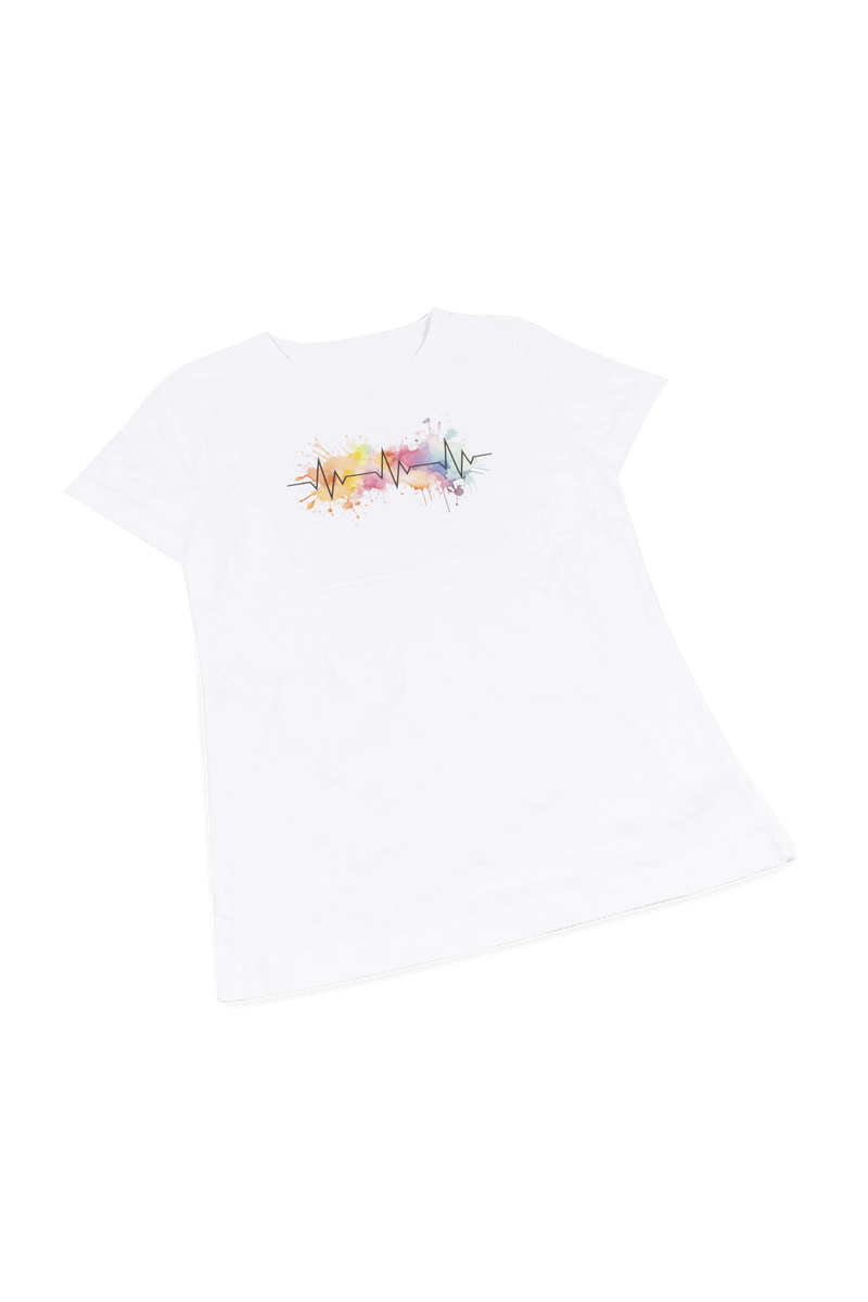 Women's White Printed T-Shirt - EKG Splash-zoom-