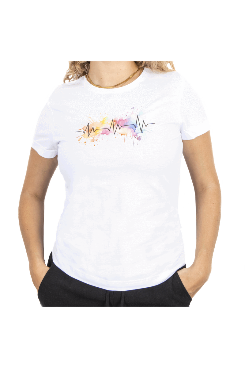 T-shirt branca estampada de mulher - EKG Splash-zoom-