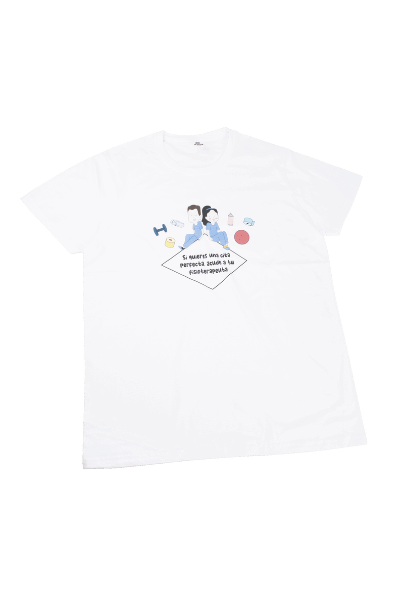 T-shirt branca unissexo - Vá ao seu fisioterapeuta-zoom-
