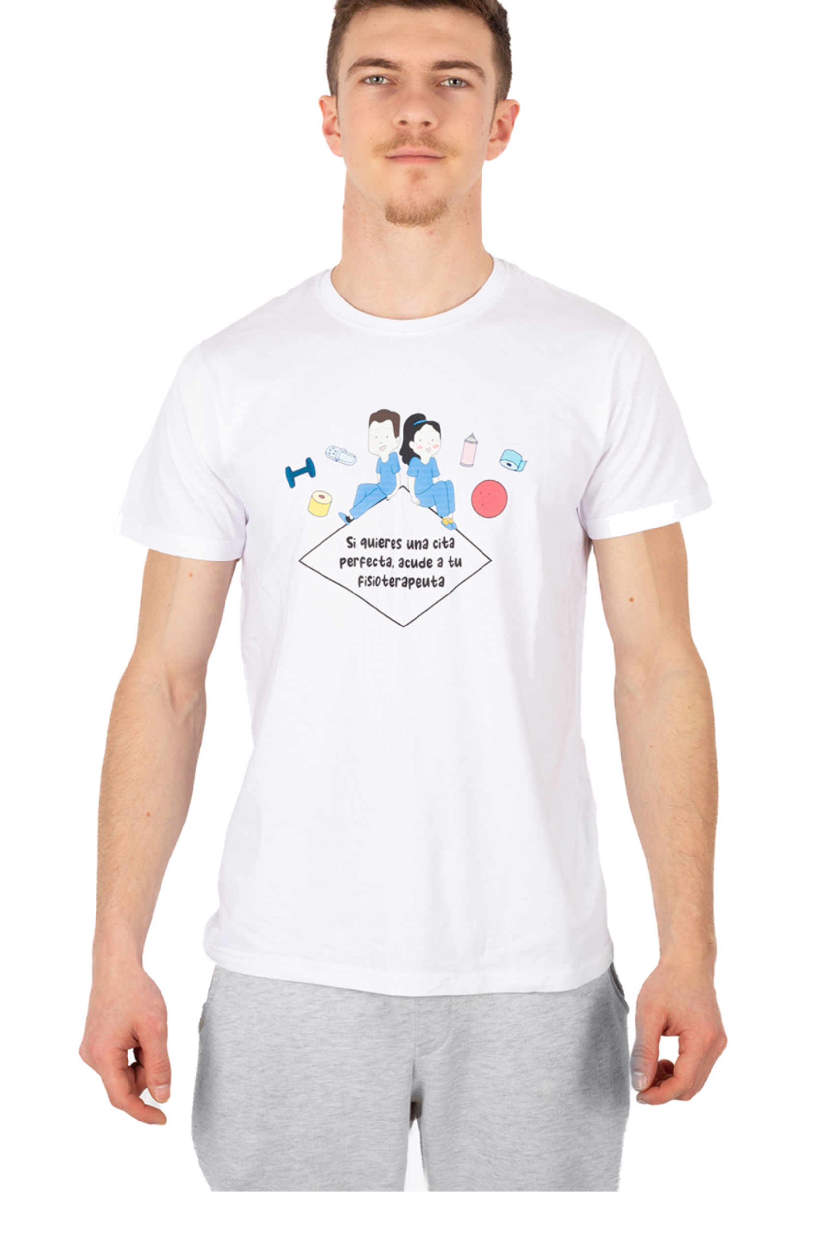 T-shirt branca unissexo - Vá ao seu fisioterapeuta-1
