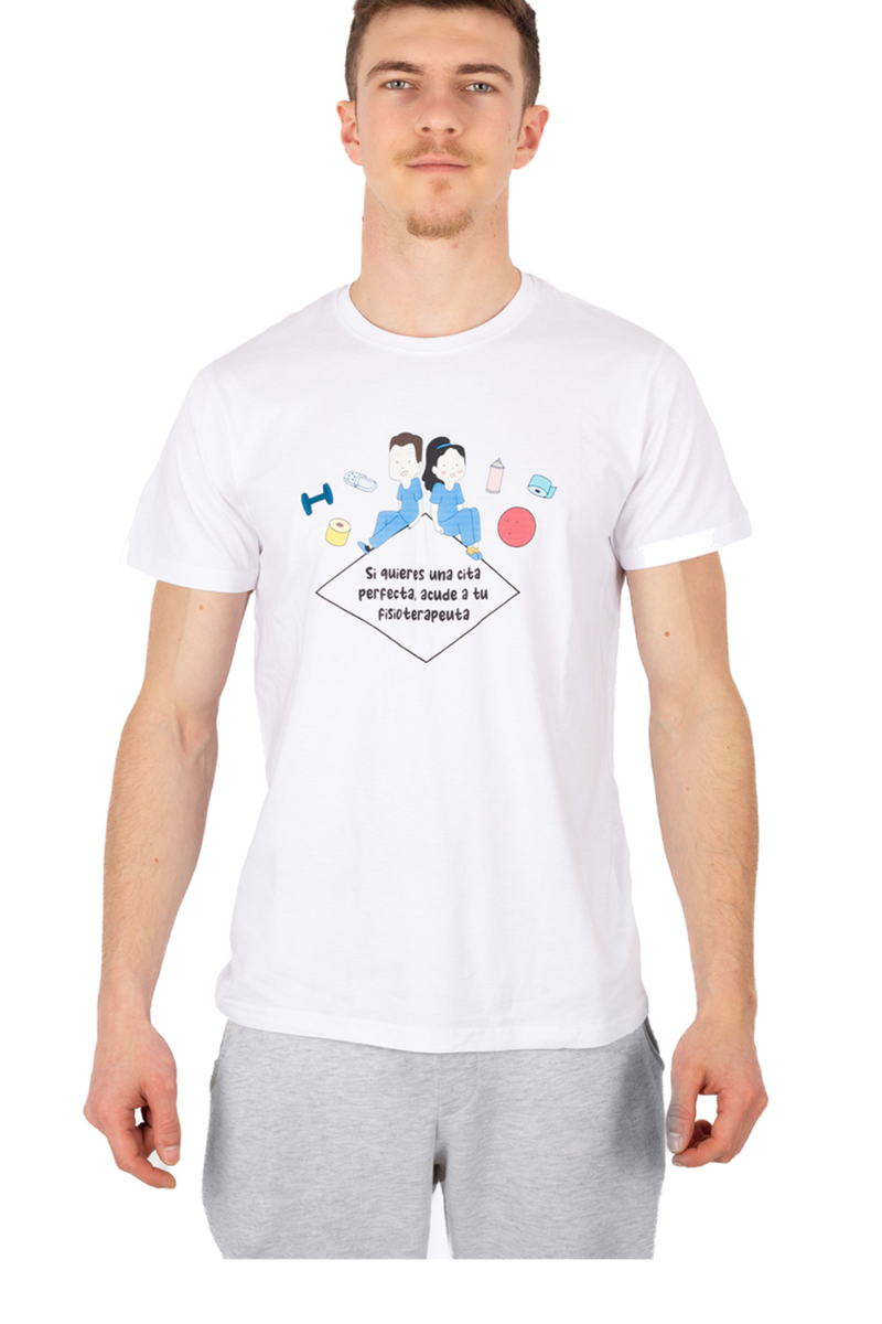 T-shirt branca unissexo - Vá ao seu fisioterapeuta-zoom-