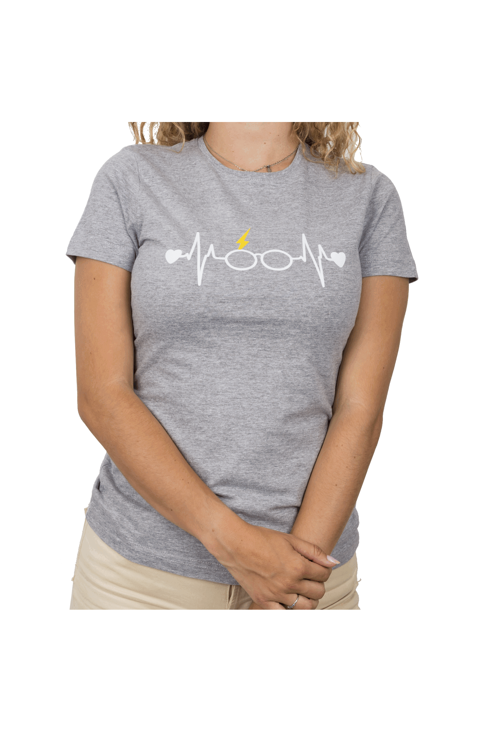 T-shirt cinzenta de mulher - estampada