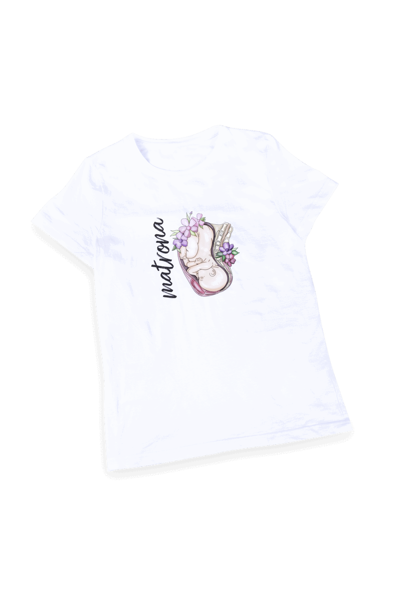 Women's white t-shirt - Matrona Vida @elartedecuidar-zoom-