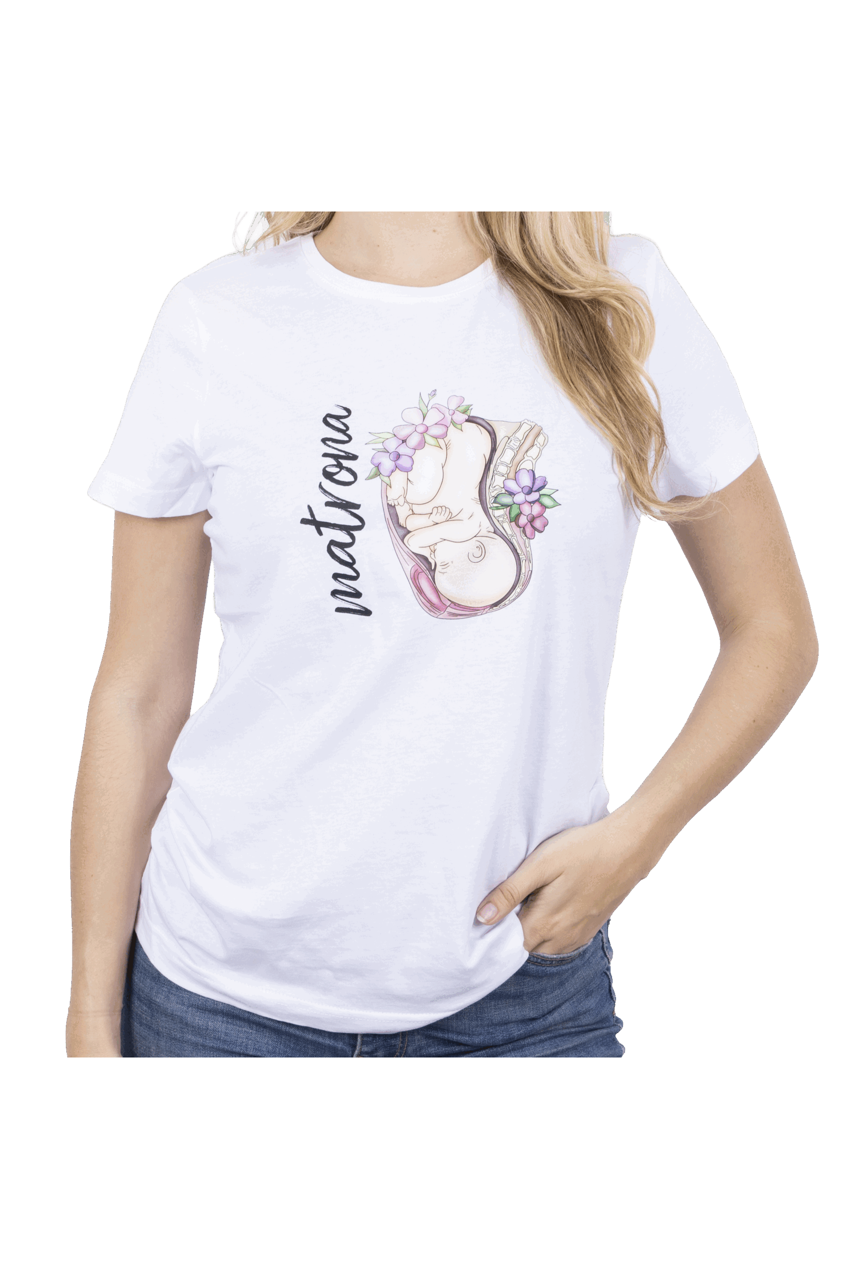 Women's white t-shirt - Matrona Vida @elartedecuidar-zoom-1
