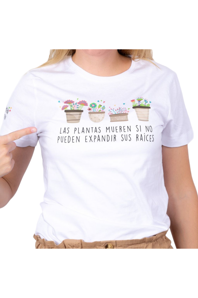 Camiseta blanca mujer - Plantas-zoom-