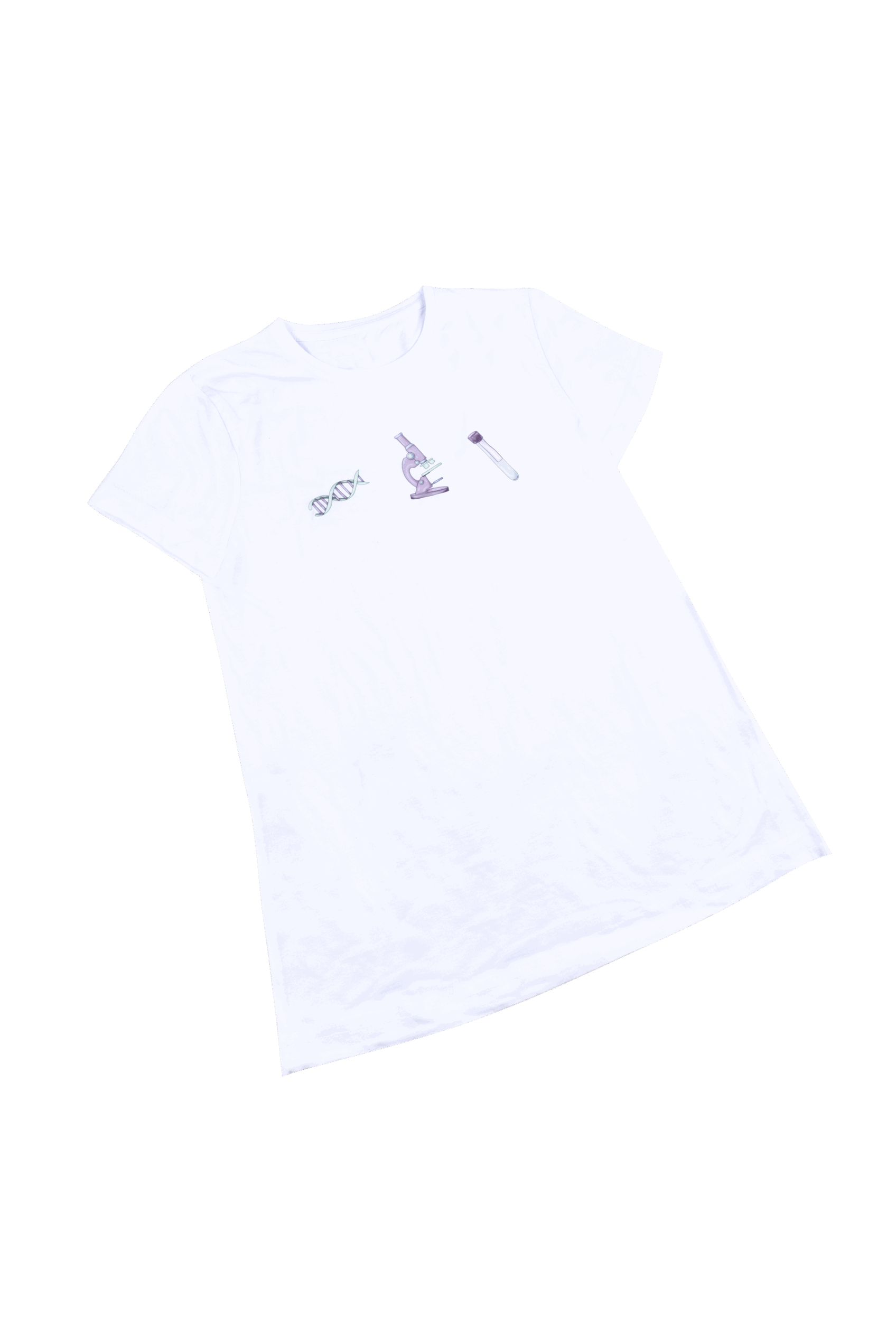 Camiseta blanca estampada mujer - Técnico de laboratorio @elartedecuidar_