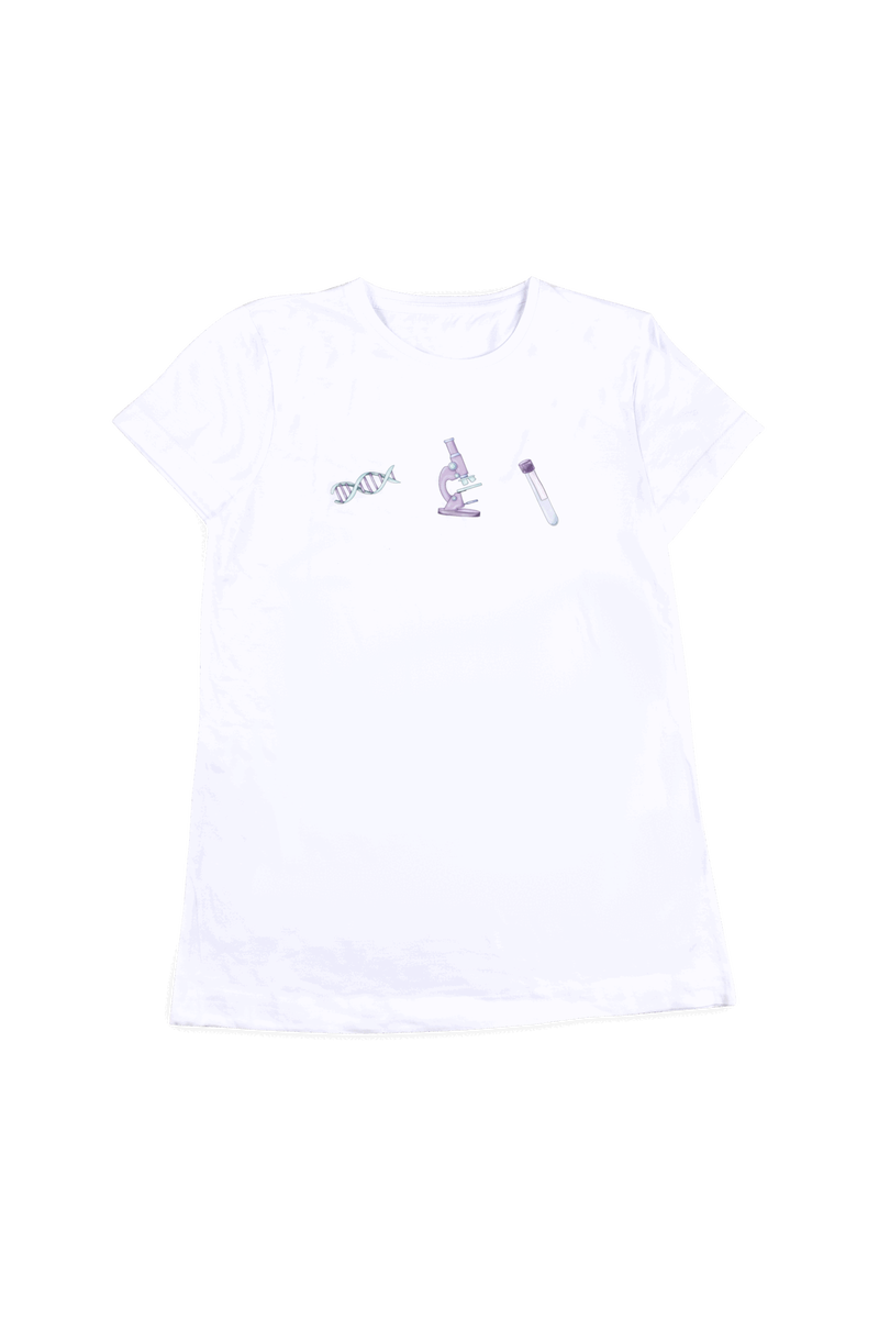 Women's white printed t-shirt - Lab Technician @elartedecuidar_-zoom-