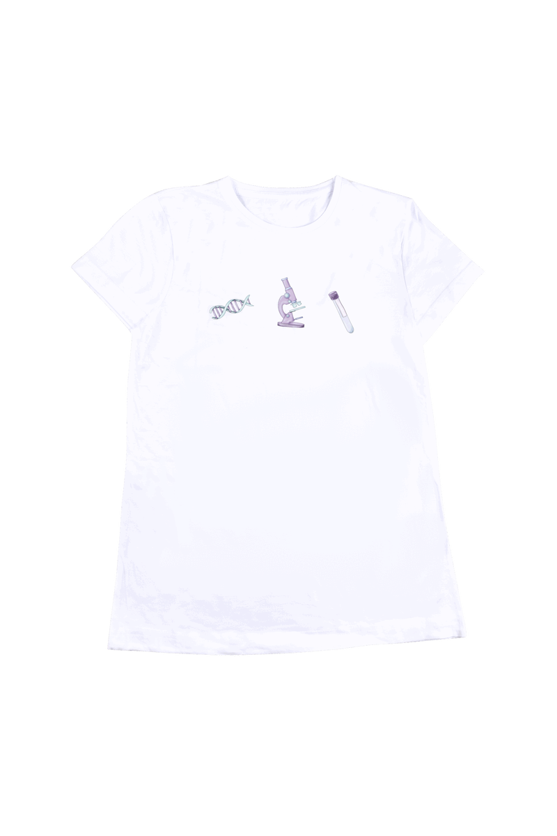 Camiseta blanca estampada mujer - Técnico de laboratorio @elartedecuidar_-zoom-