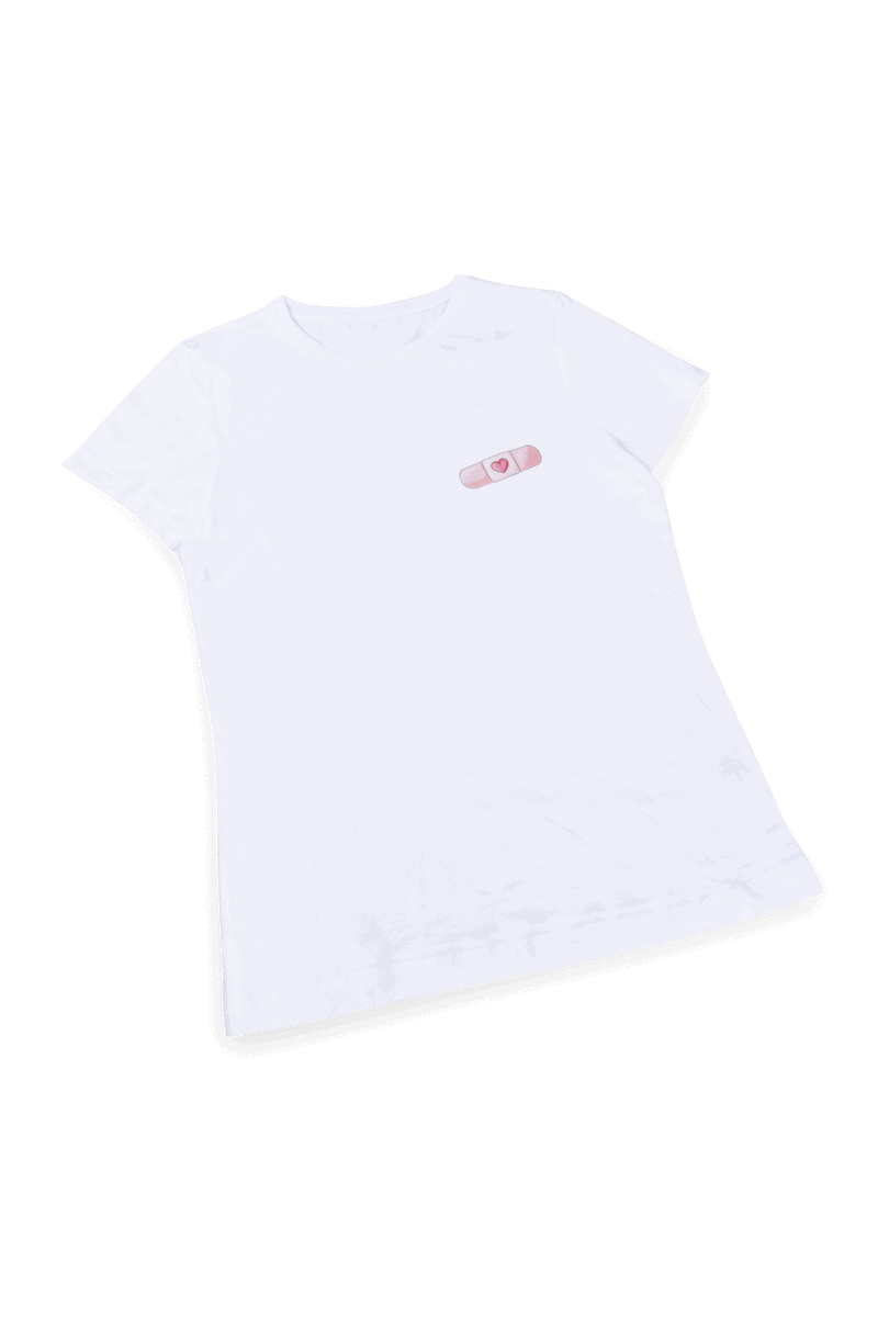 Women's white t-shirt - band-aid @elartedecuidar_-zoom-