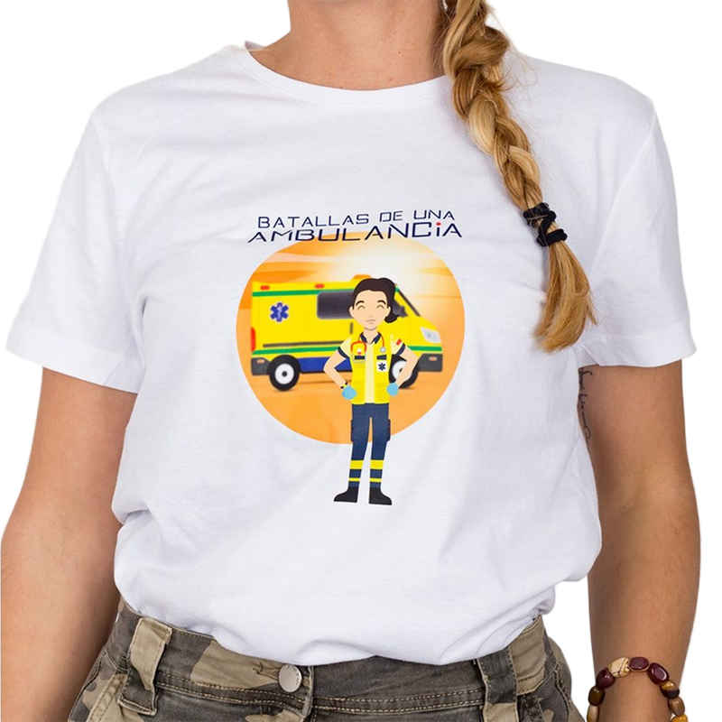 Women's white t-shirt - Battles of an ambulance-zoom-