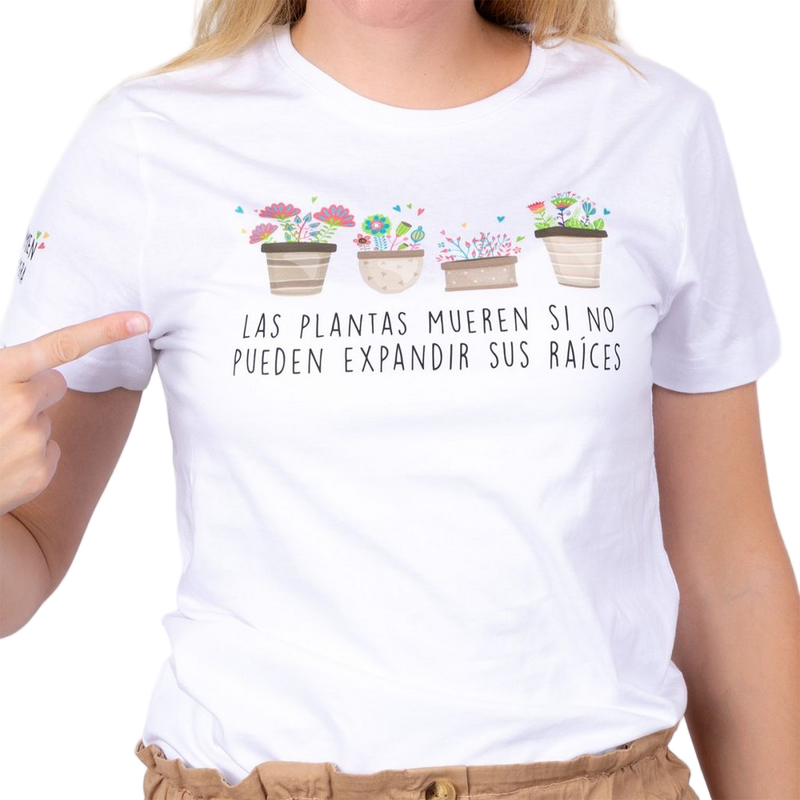 Women's white t-shirt - Plants-zoom-