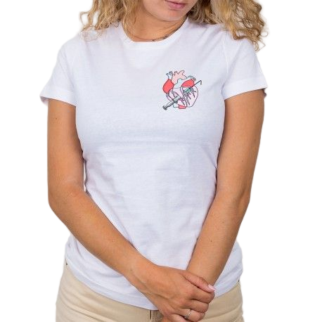 Women's white t-shirt - Rebelheart @anni.ghtingale-zoom-