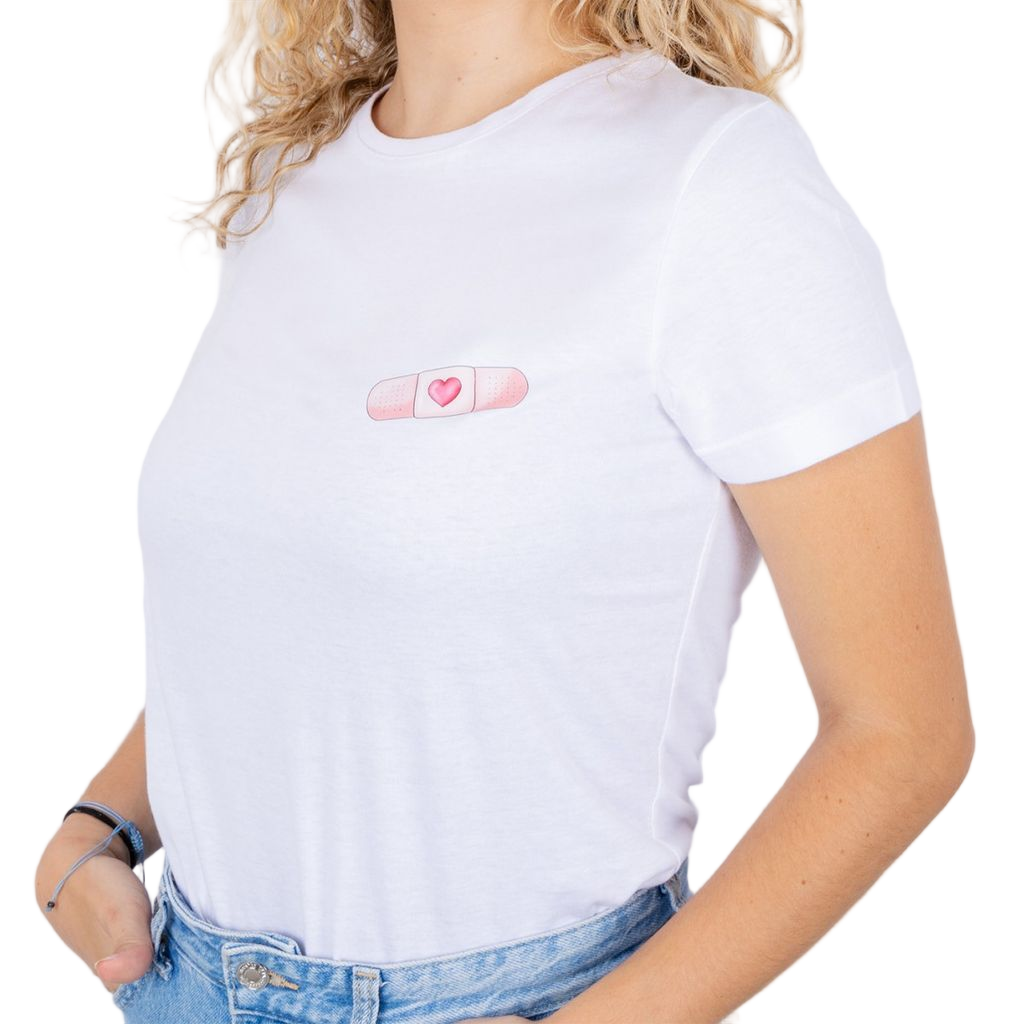 Women's white t-shirt - band-aid @elartedecuidar_-zoom-1