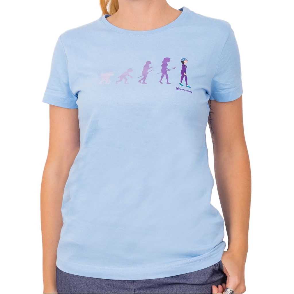 Women's light blue t-shirt - printed-zoom-1