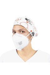 Surgical cap for long hair with buttons - Printed