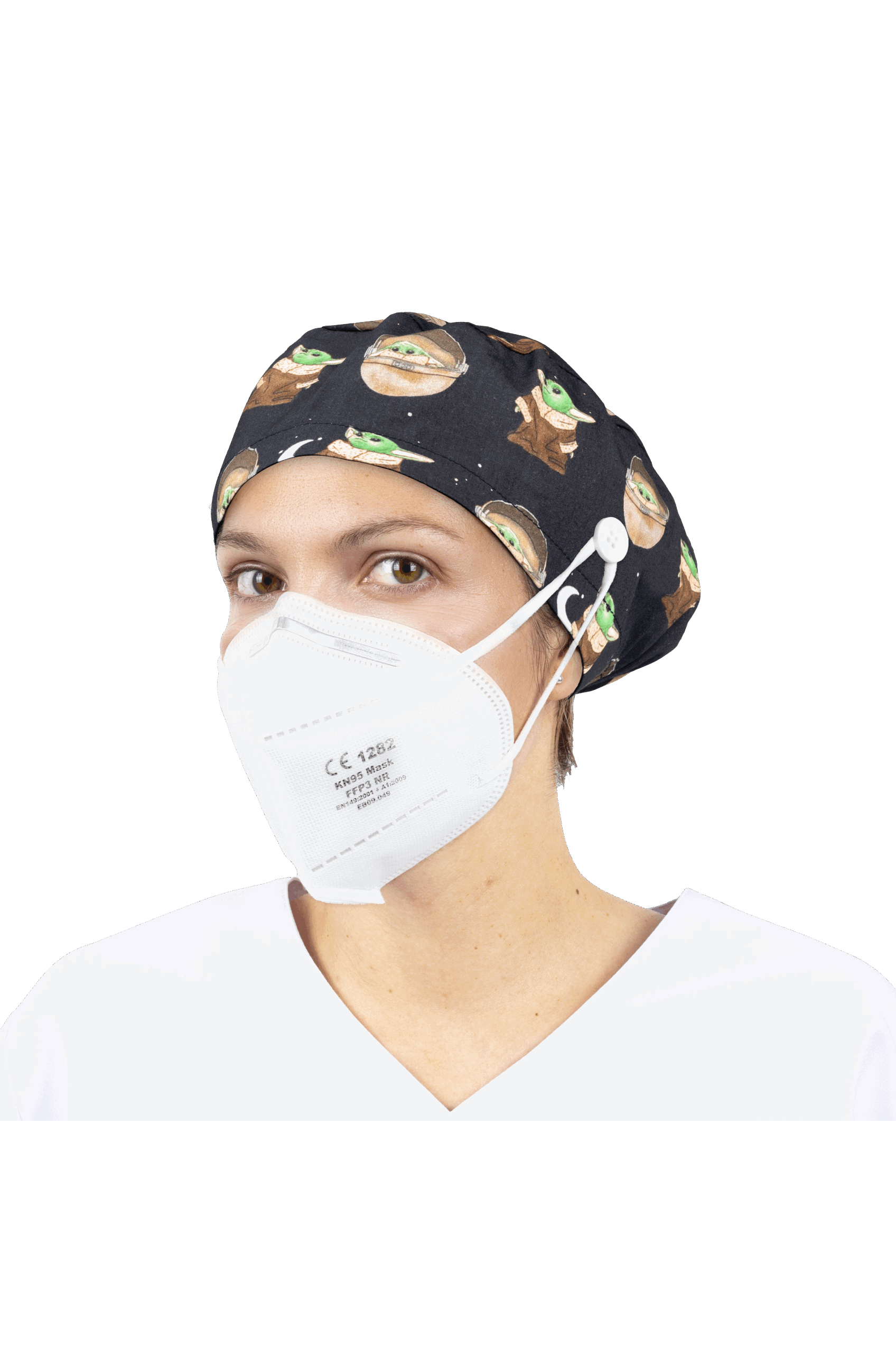 Surgical cap for long hair with buttons - Printed-9