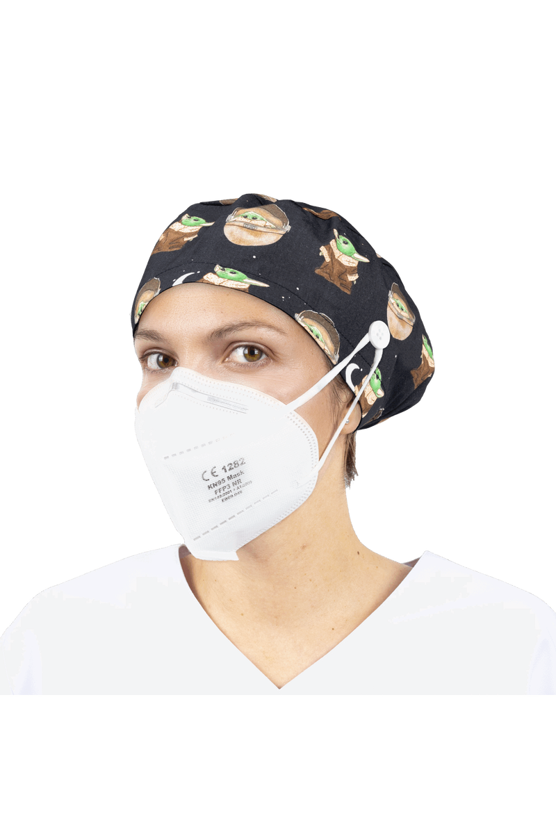 Surgical cap for long hair with buttons - Printed-zoom-