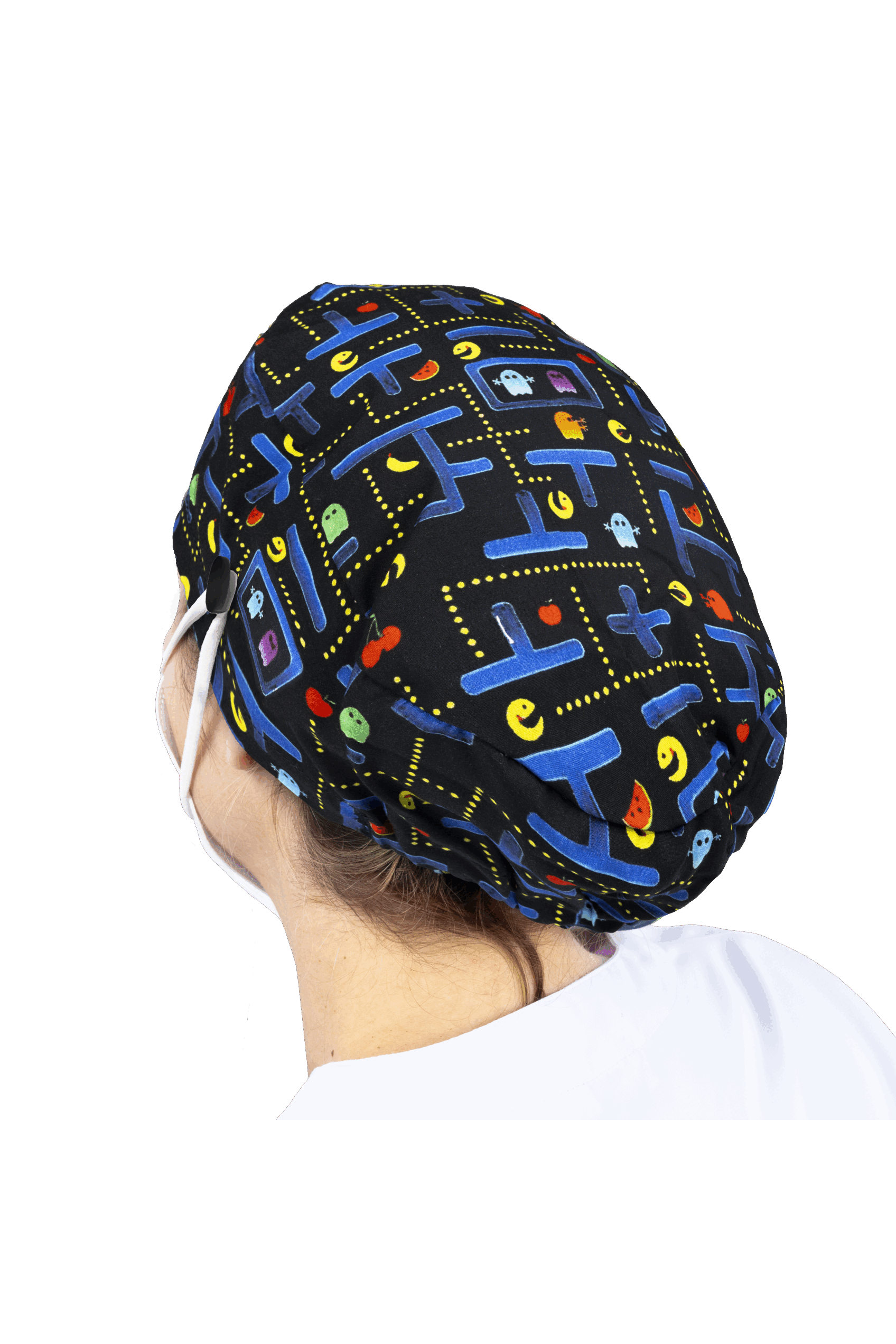Surgical cap for long hair with buttons - Printed-15
