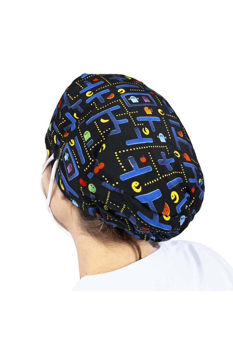Surgical cap for long hair with buttons - Printed-zoom-