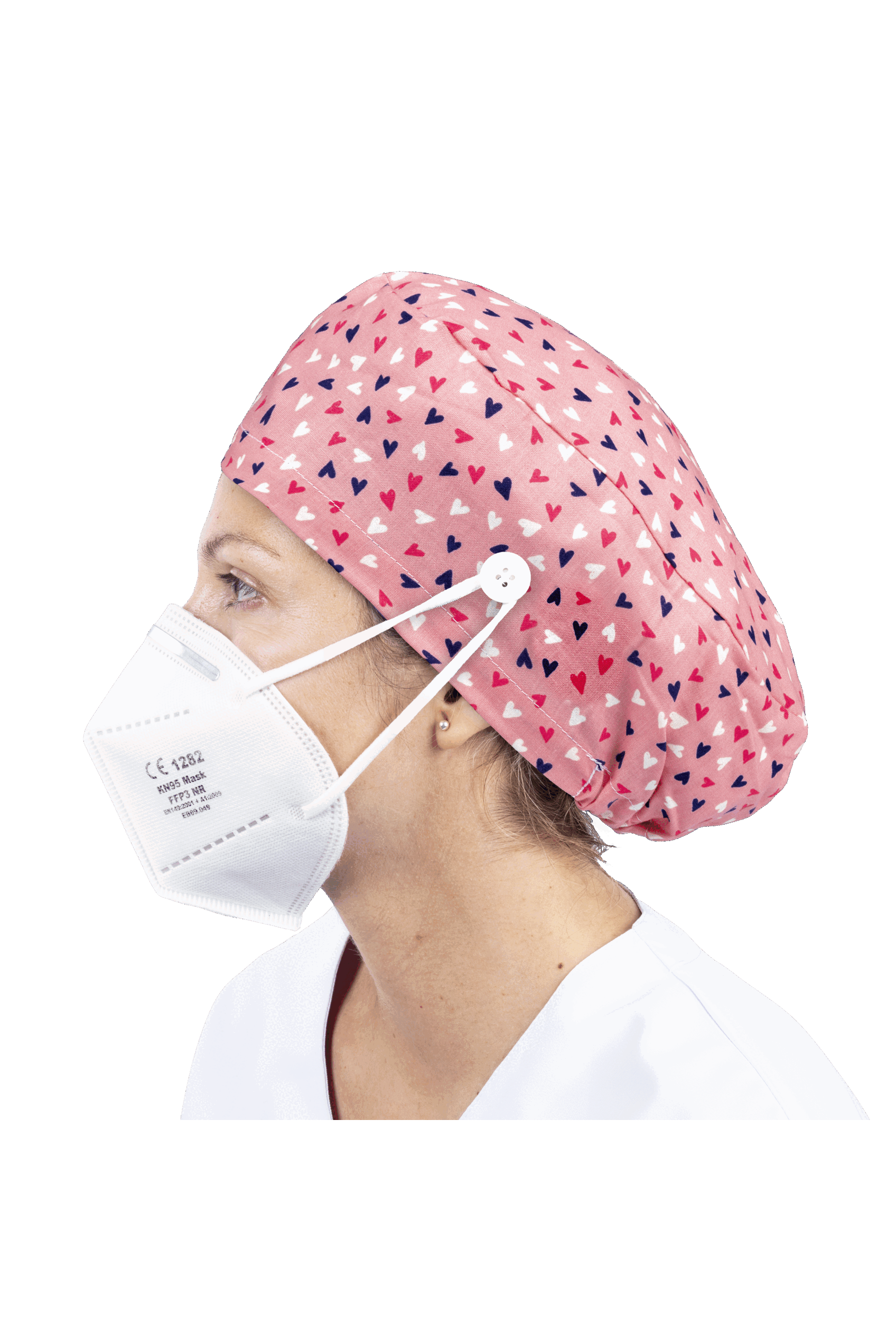 Surgical cap for long hair with buttons - Printed-17